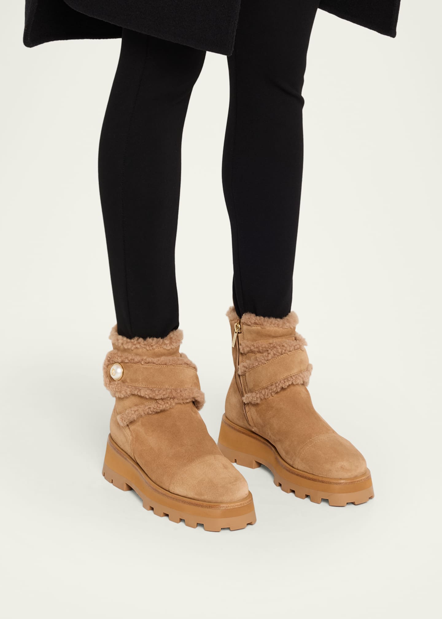 Jimmy Choo Meena Suede and Shearling Zip Ankle Boots - Bergdorf