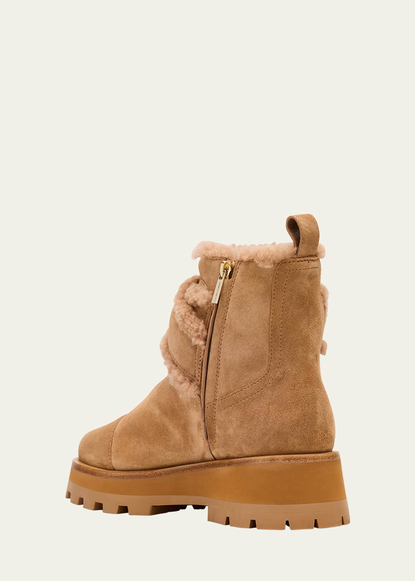 Jimmy Choo Meena Suede and Shearling Zip Ankle Boots - Bergdorf