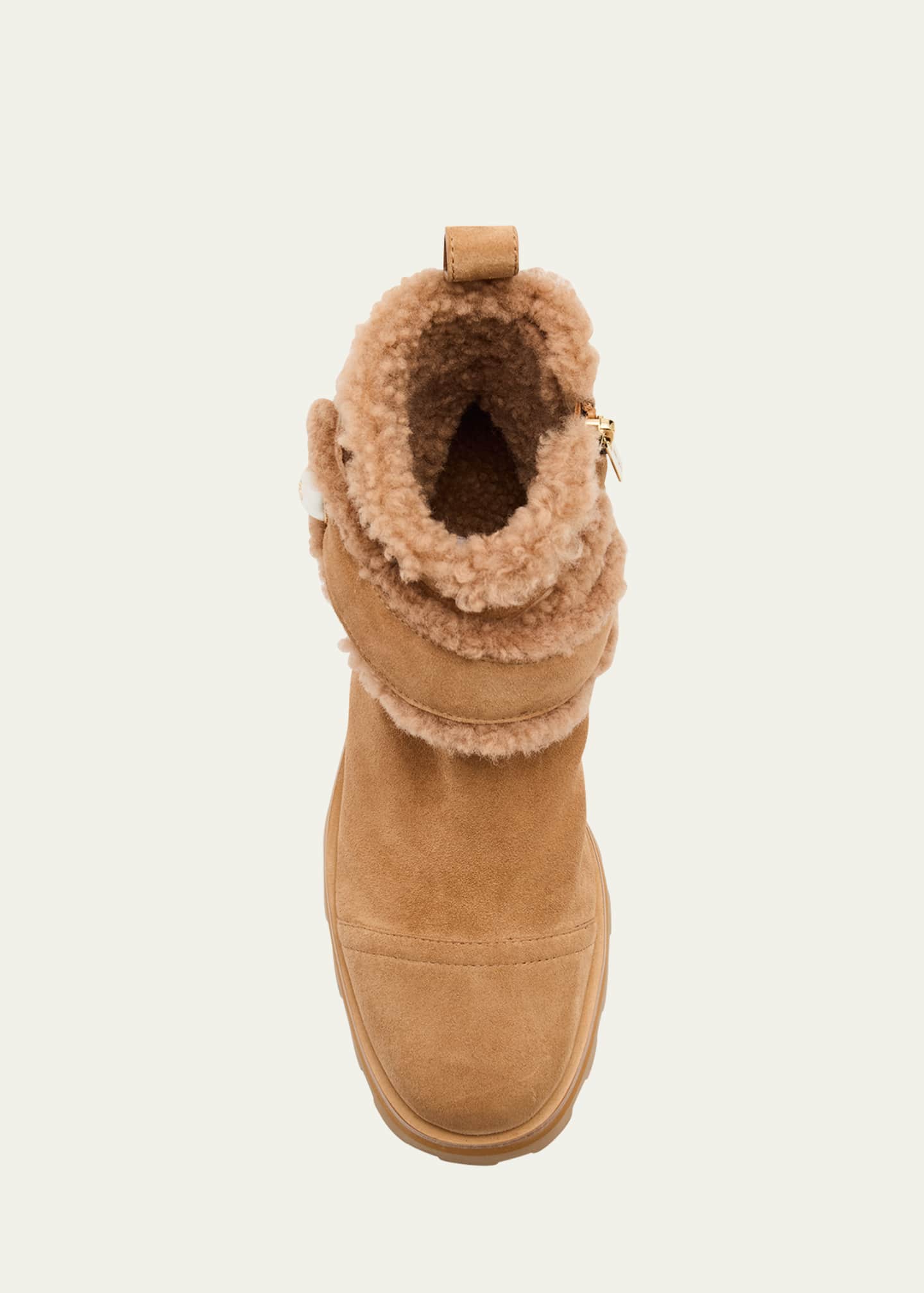 Jimmy Choo Meena Suede and Shearling Zip Ankle Boots - Bergdorf