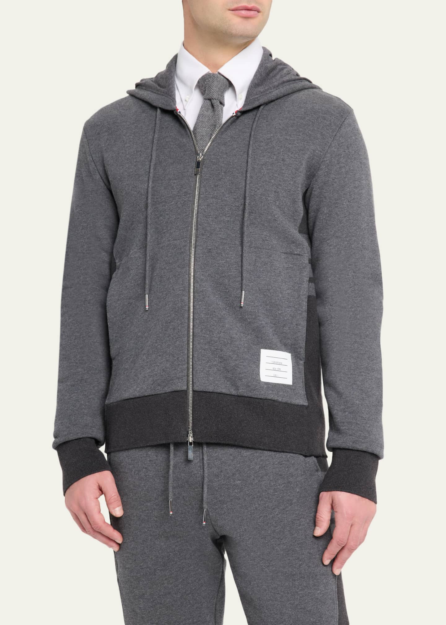 Thom Browne Men's Cotton 4-Bar Stripe Full-Zip Hoodie - Bergdorf