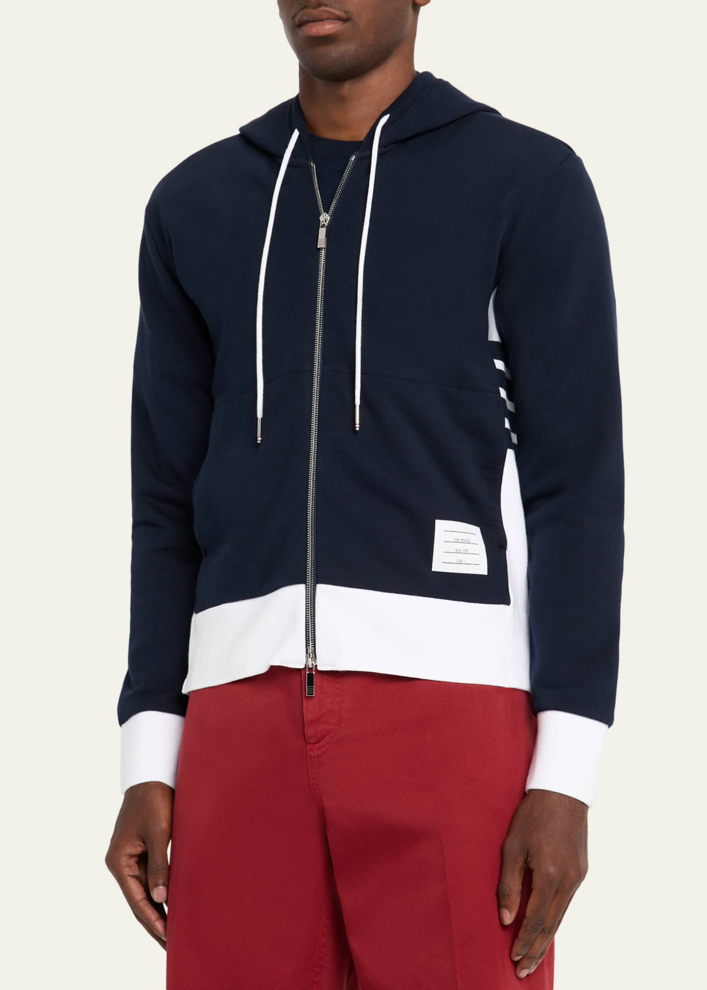 Thom Browne Men's Cotton 4-Bar Stripe Full-Zip Hoodie - Bergdorf