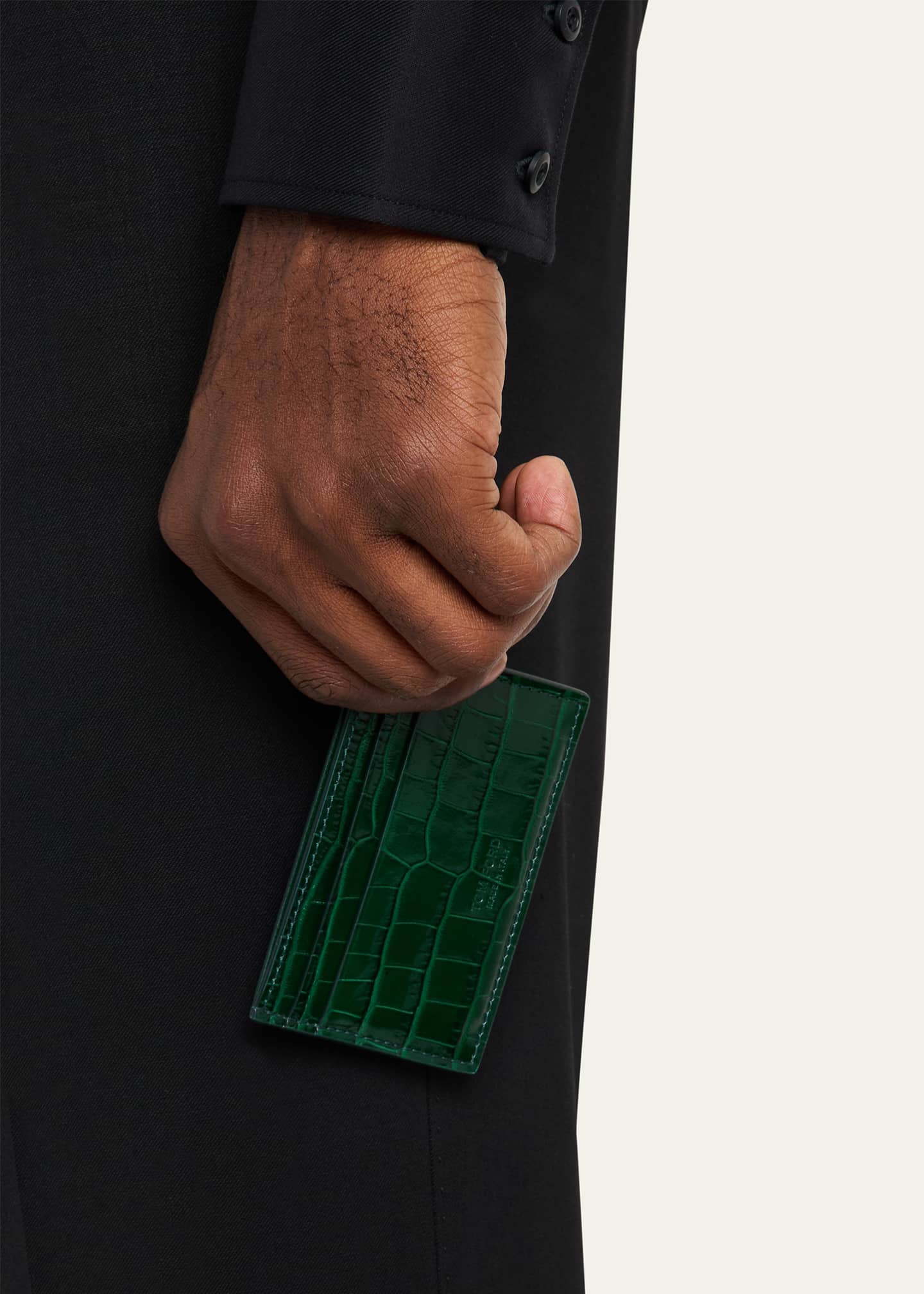 TOM FORD Men's Exotic Line Croc-Embossed Leather Card Case