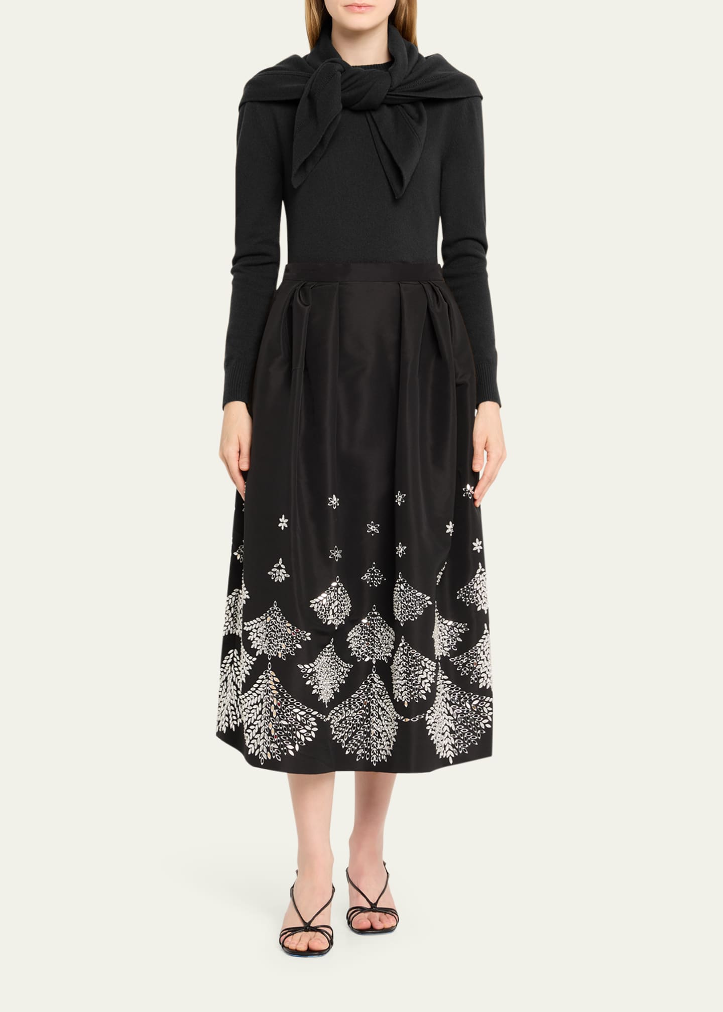 Oscar de la Renta Fern Embroidered Midi Party Skirt Image 2 of 5