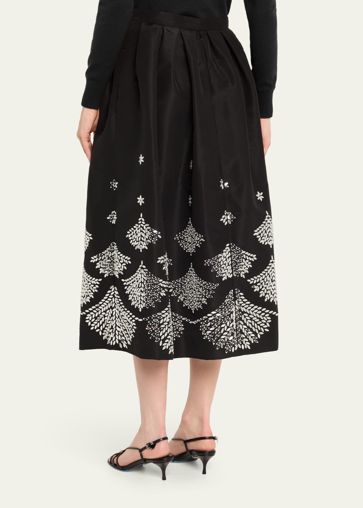 Oscar de la Renta Fern Embroidered Midi Party Skirt Image 3 of 5
