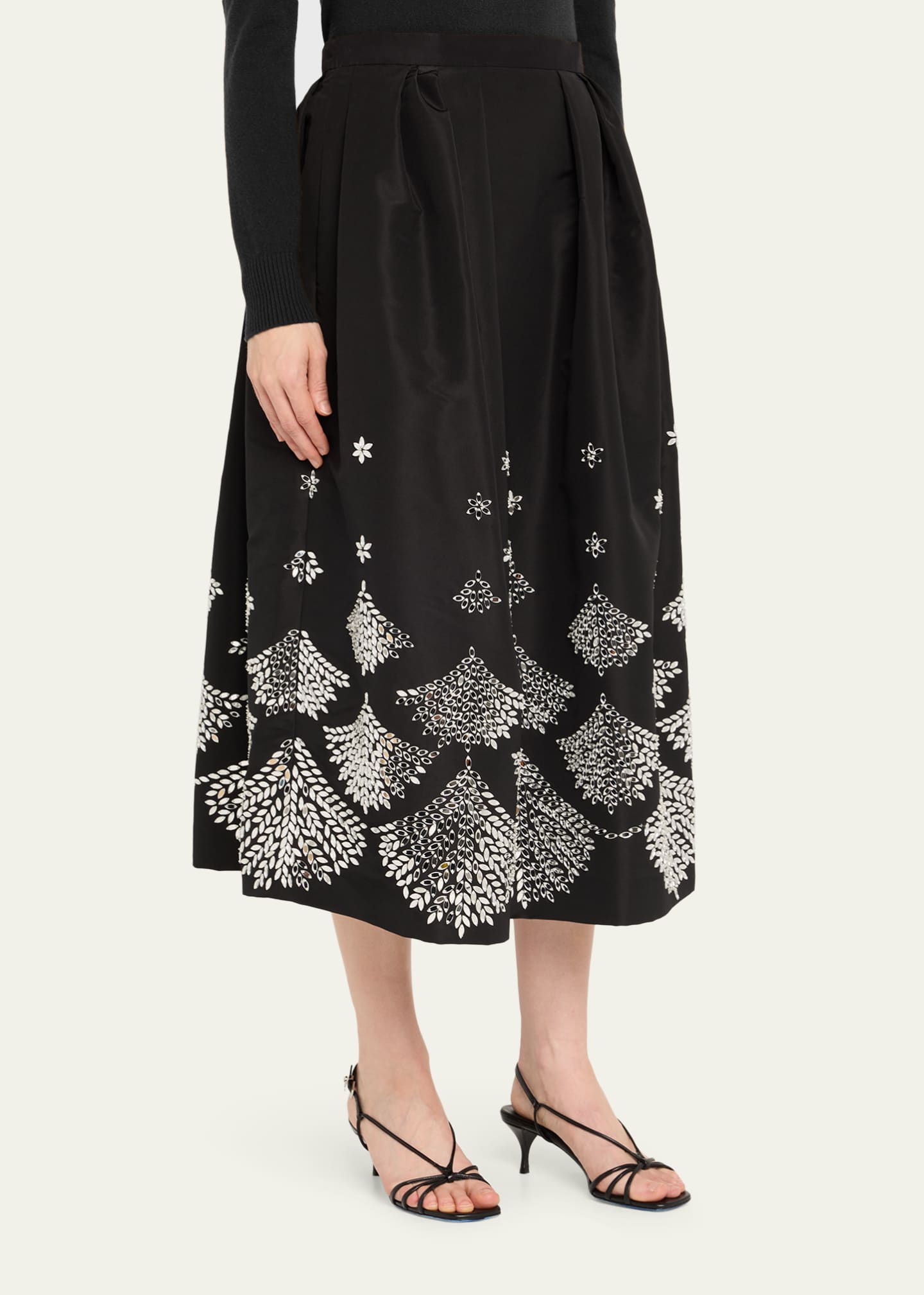 Oscar de la Renta Fern Embroidered Midi Party Skirt Image 4 of 5
