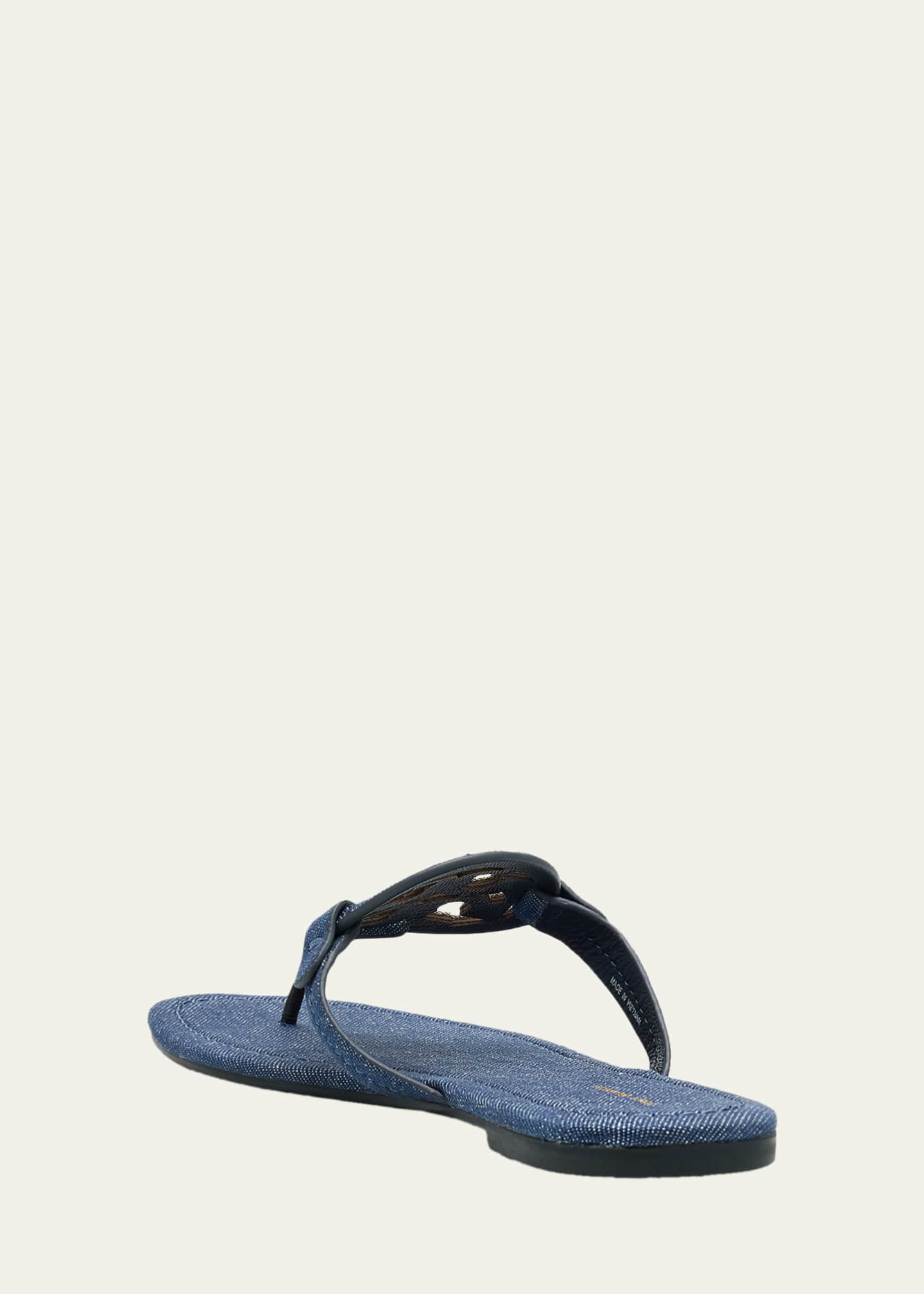 Tory Burch Miller Denim Logo Thong Sandals - Bergdorf Goodman