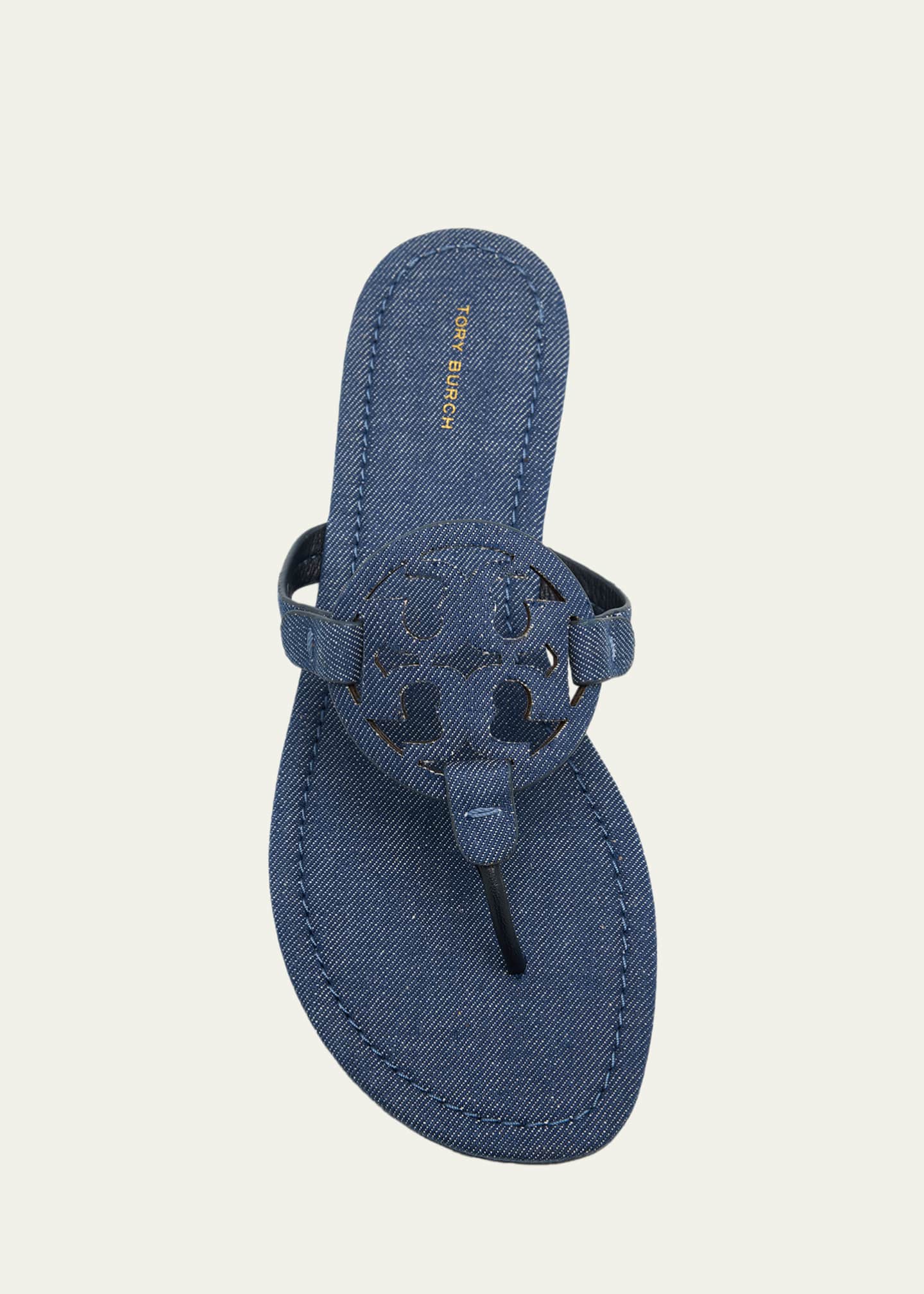 Tory Burch Miller Denim Logo Thong Sandals - Bergdorf Goodman