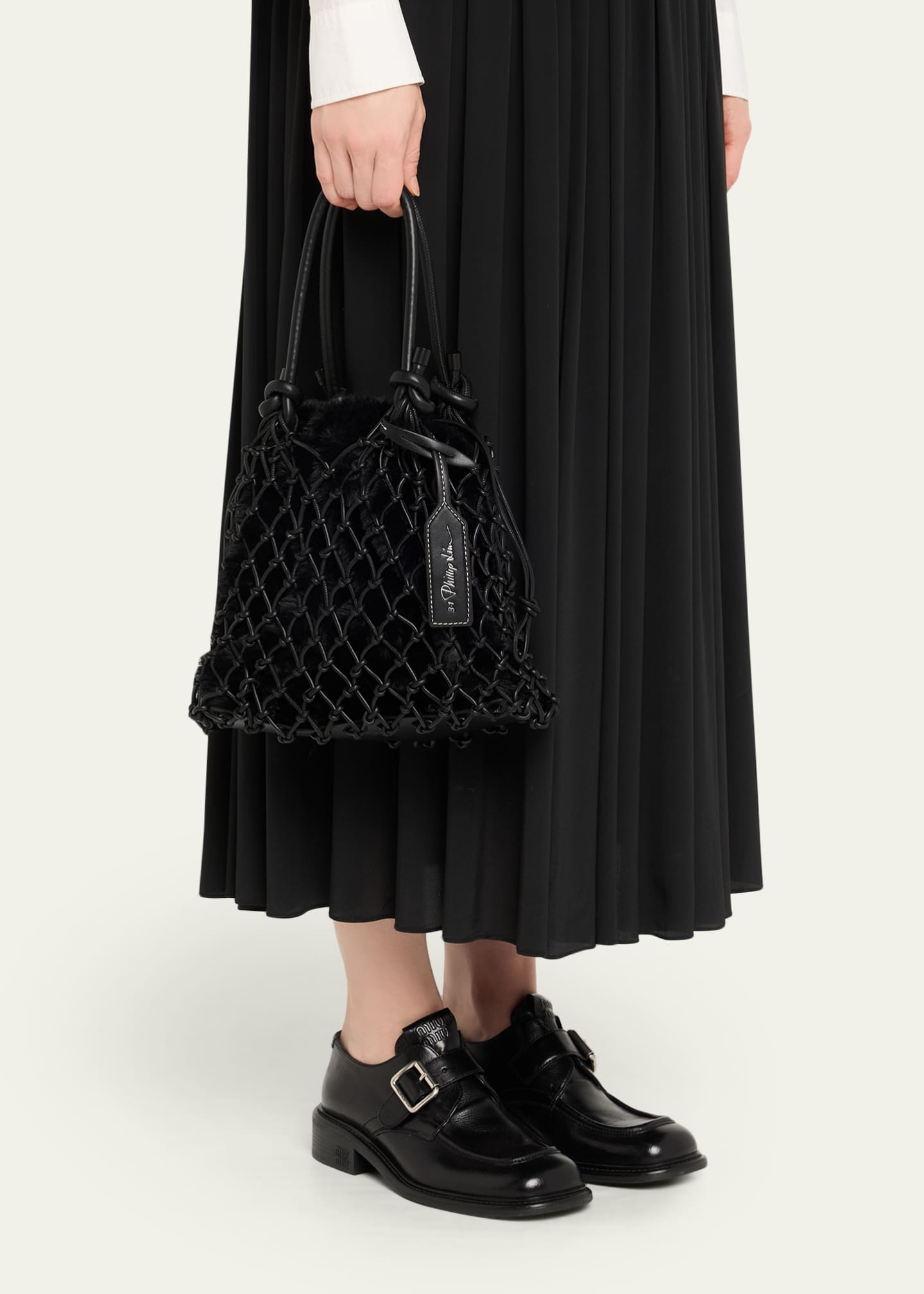 3.1 Phillip Lim Faux Fur Macrame Mini Sac Top-Handle Bag