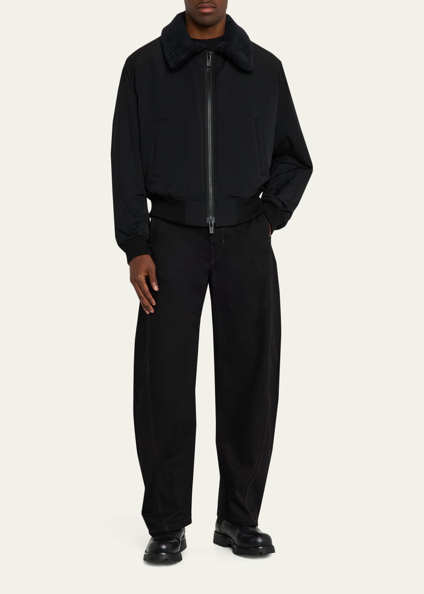 ジャケット・アウター yohji yamamoto pour homme 86SS Replica Yohji Yamamoto Men's Wool Gabardine Flight Jacket with Removable