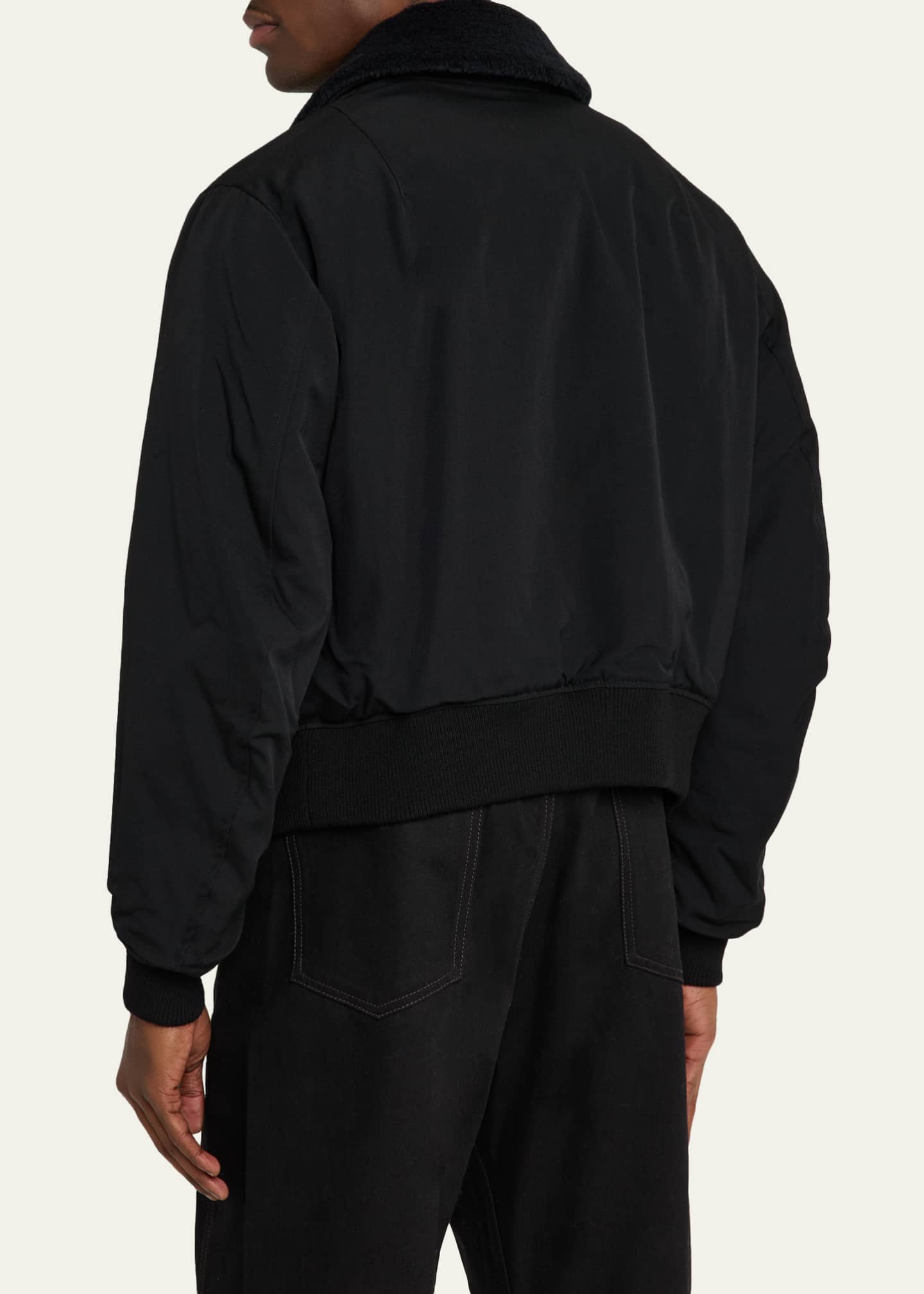 Yohji Yamamoto Men's Wool Gabardine Flight Jacket with Removable