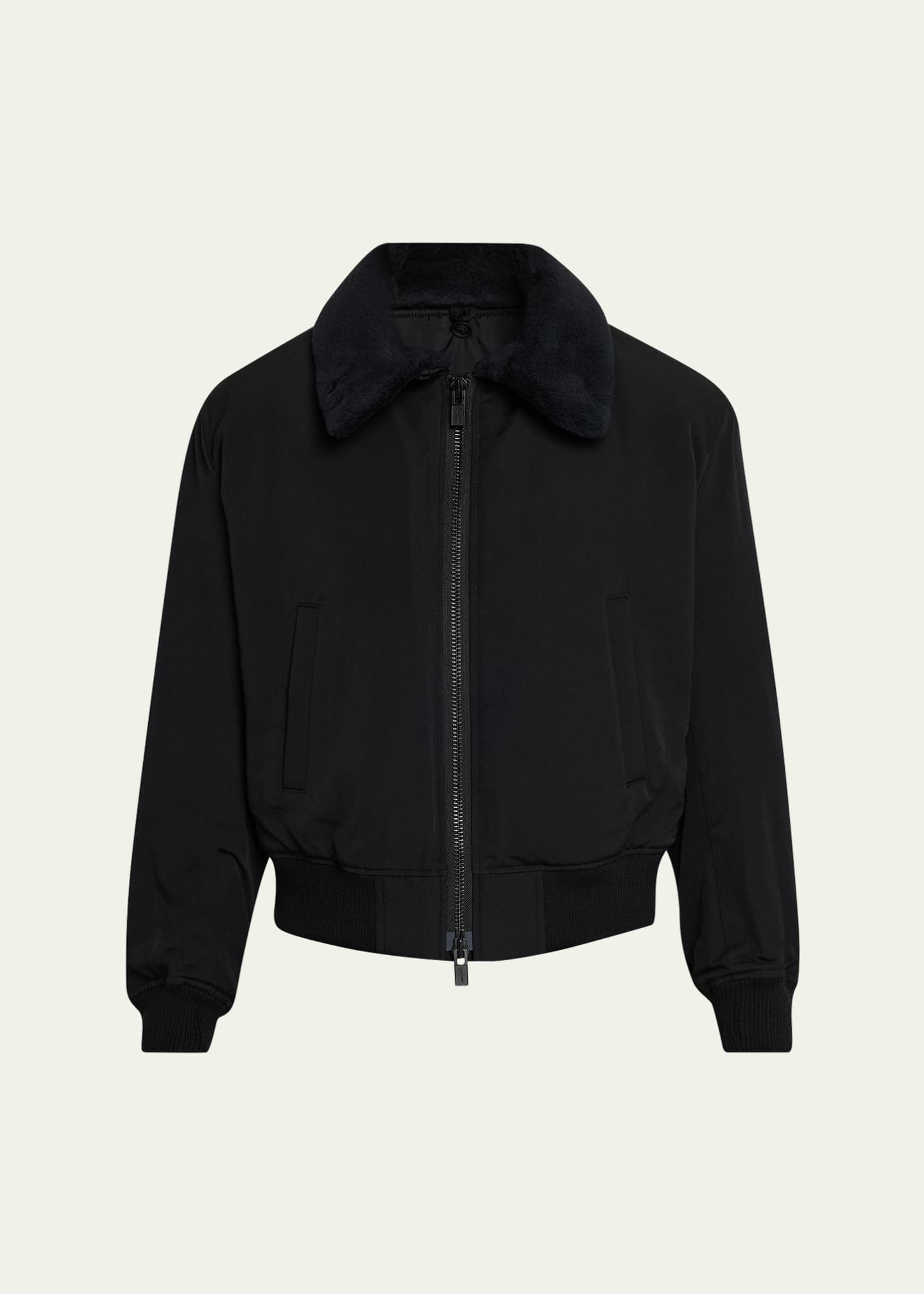 Yohji Yamamoto Men's Wool Gabardine Flight Jacket with Removable