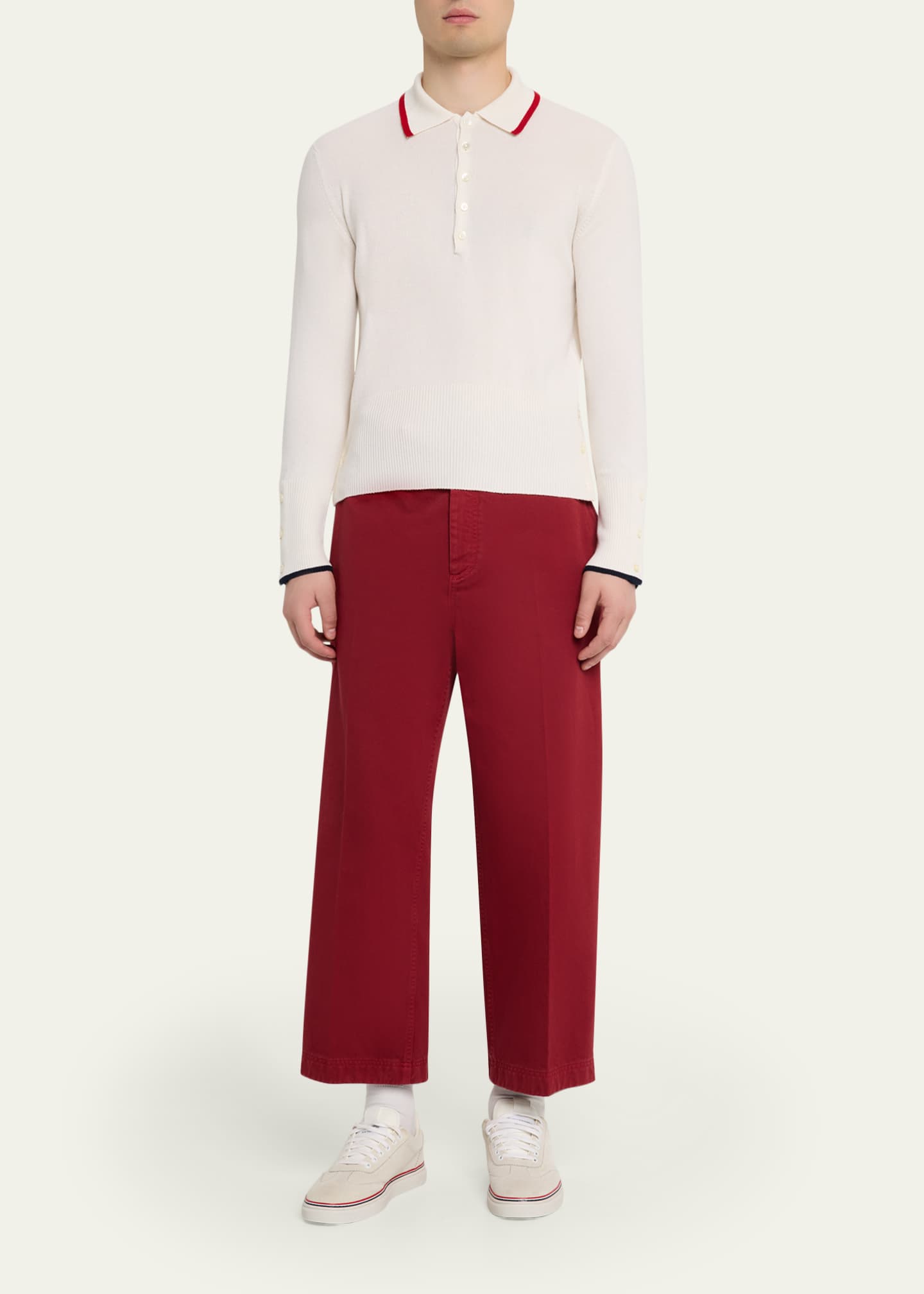 Thom Browne Men's Browne 65 Jersey Intarsia Cashmere Polo