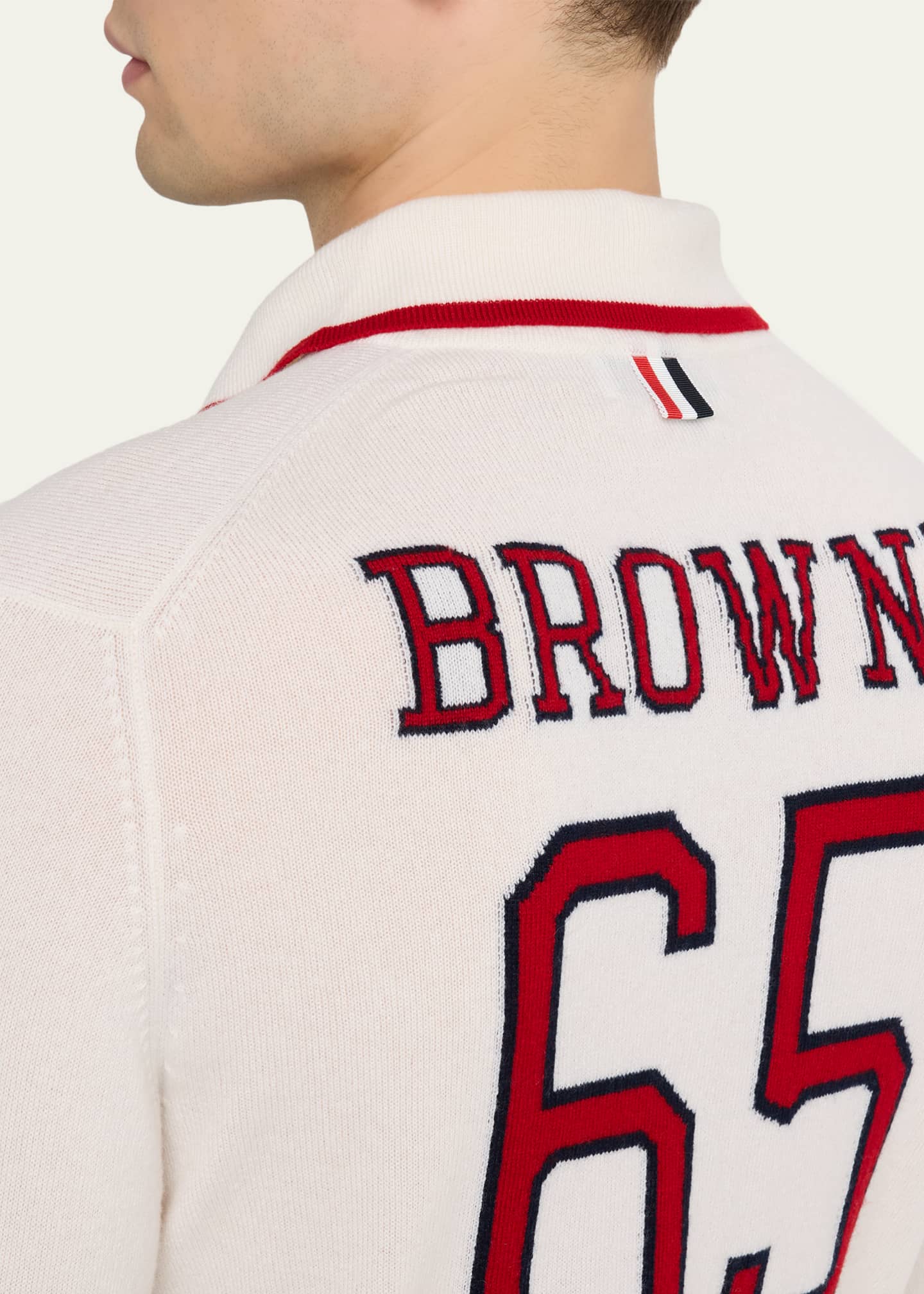 Thom Browne Men's Browne 65 Jersey Intarsia Cashmere Polo