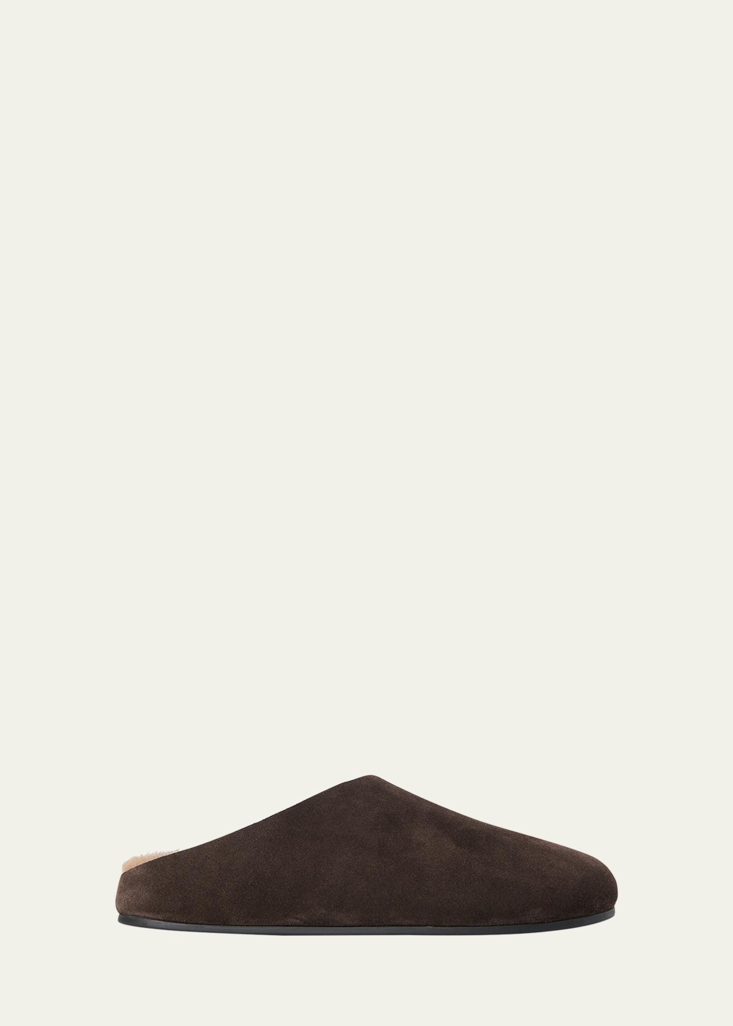 The Row Hudson Shearling-Lined Suede Slide Mules - Bergdorf Goodman