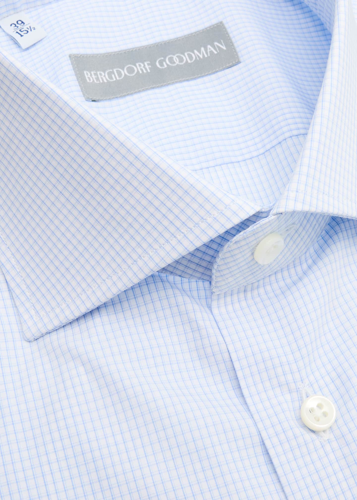 Bergdorf Goodman Men's Cotton Micro-Check Spread Collar Dress Shirt Image 2 of 2