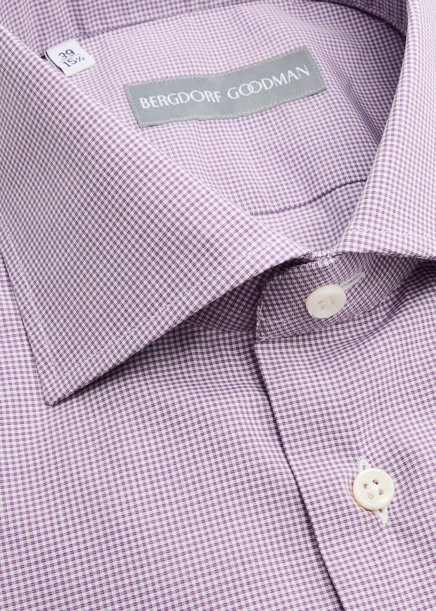 Bergdorf Goodman Men's Cotton Micro-Check Spread Collar Dress Shirt Image 2 of 2