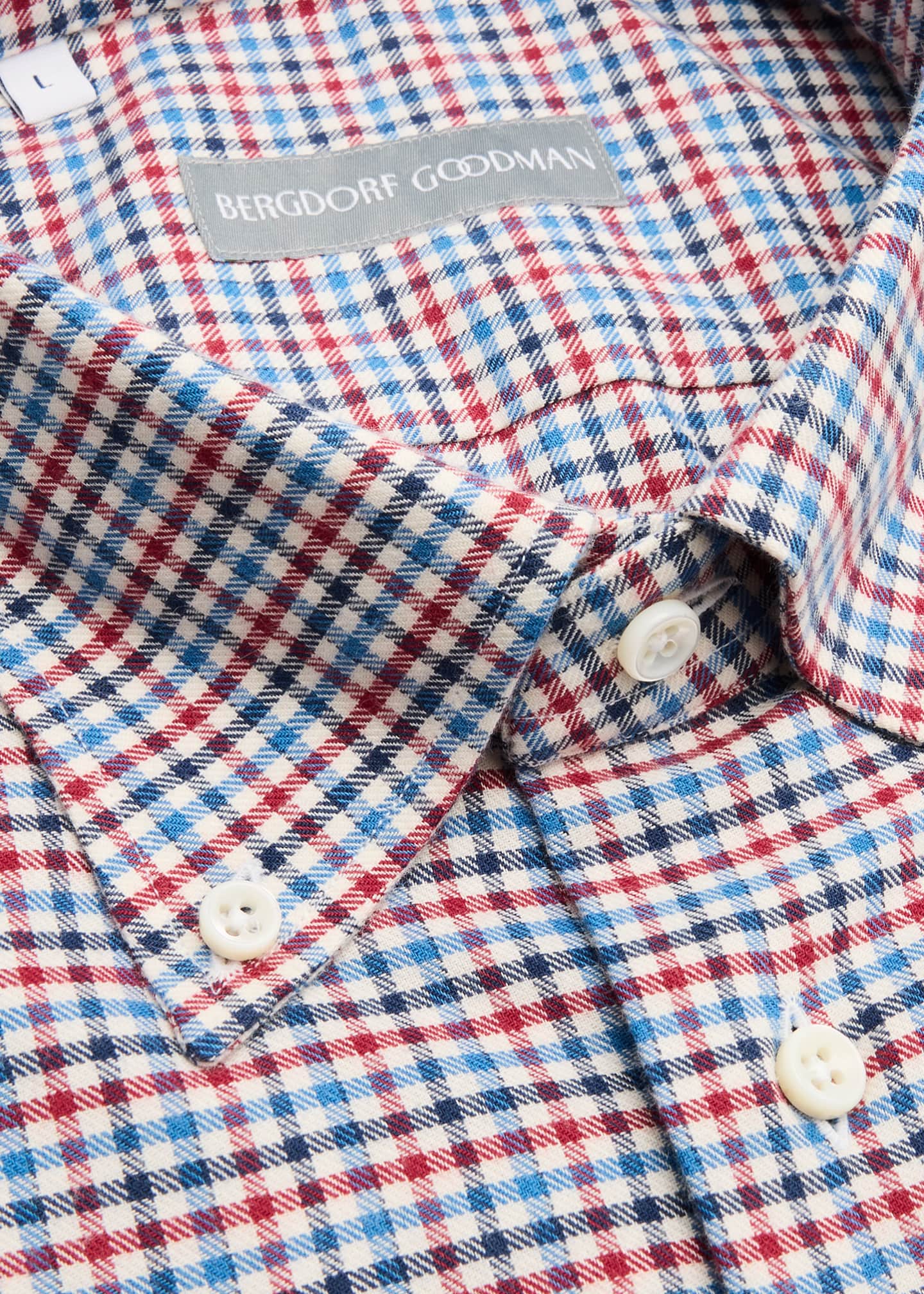 Bergdorf Goodman Men's Cotton Gingham Button-Collar Sport Shirt Image 2 of 2