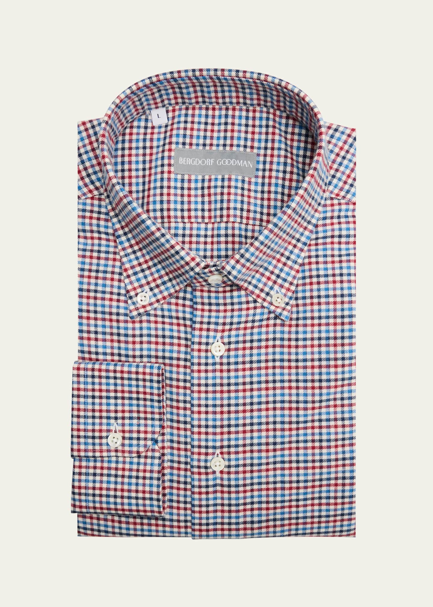 Bergdorf Goodman Men's Cotton Gingham Button-Collar Sport Shirt Image 1 of 2