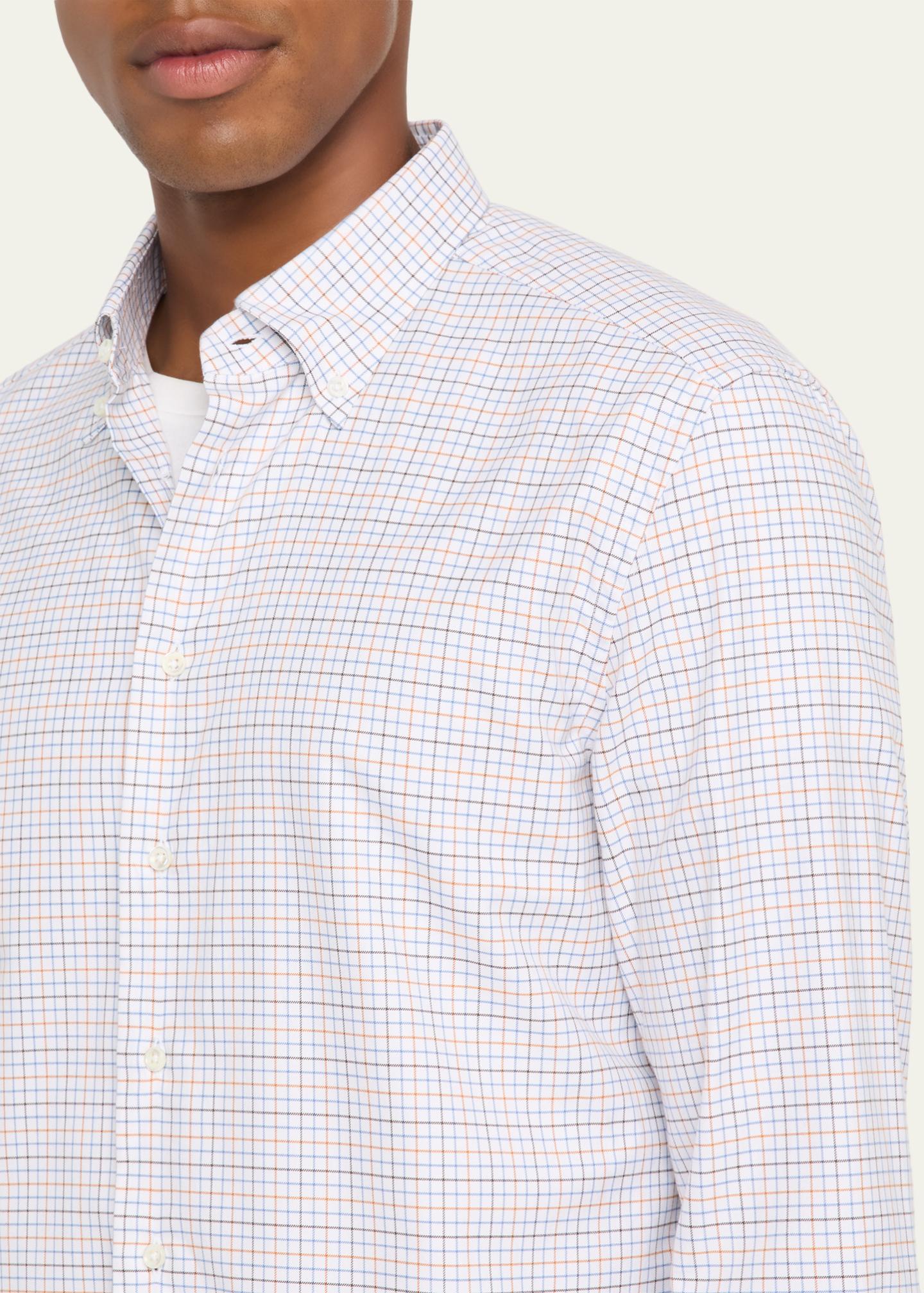 Bergdorf Goodman Men's Cotton Multi-Check Button-Collar Sport Shirt ...
