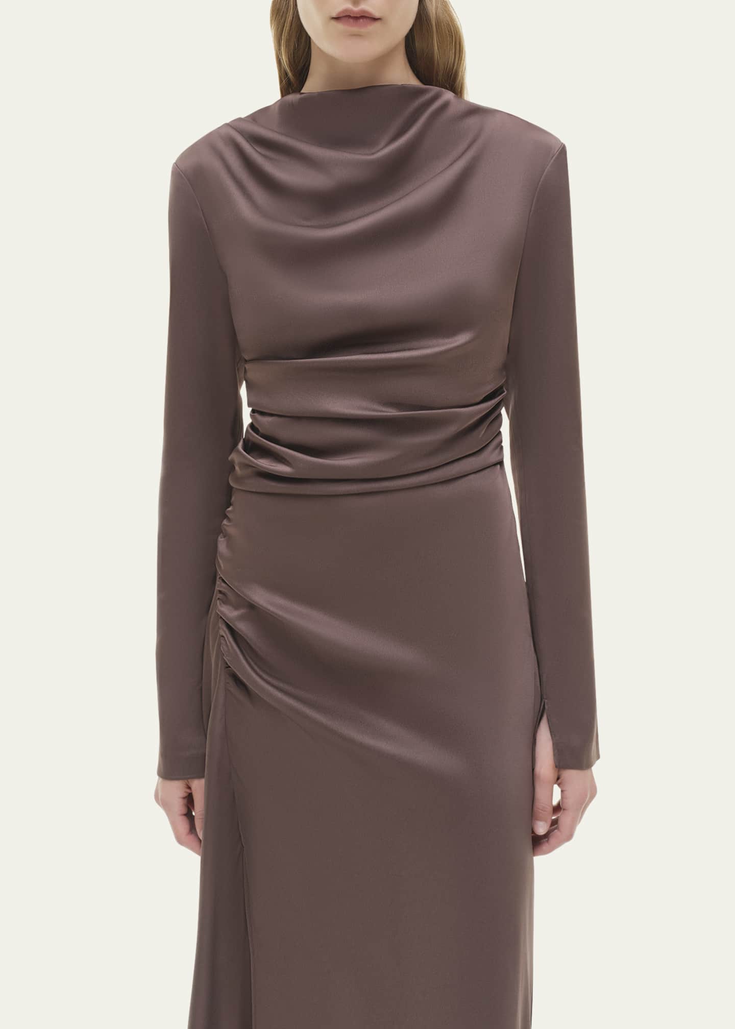 SIMKHAI Odessa Draped Long-Sleeve Midi Dress - Bergdorf Goodman