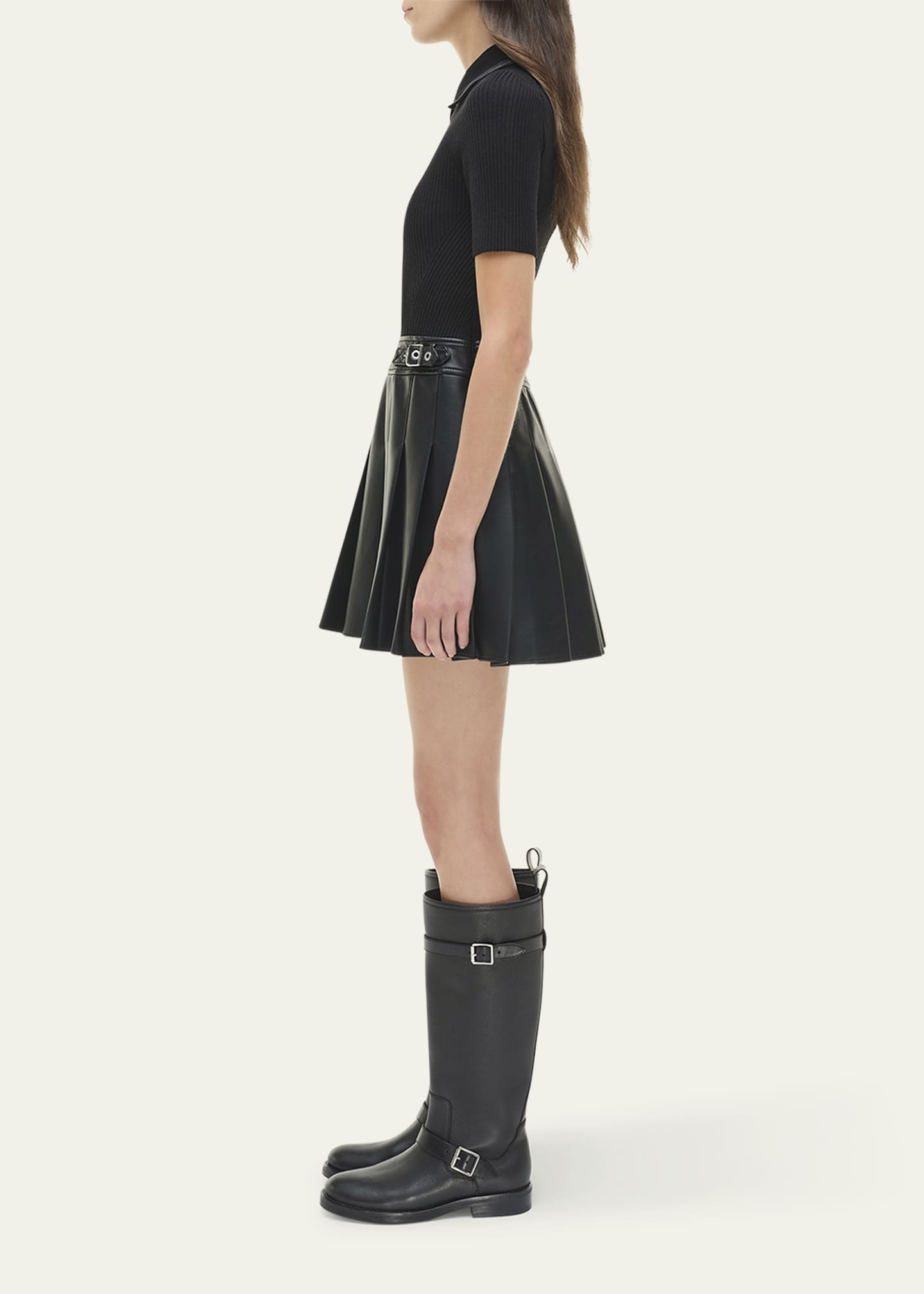 SIMKHAI Linnie Pleated Combo Mini Dress Image 4 of 5