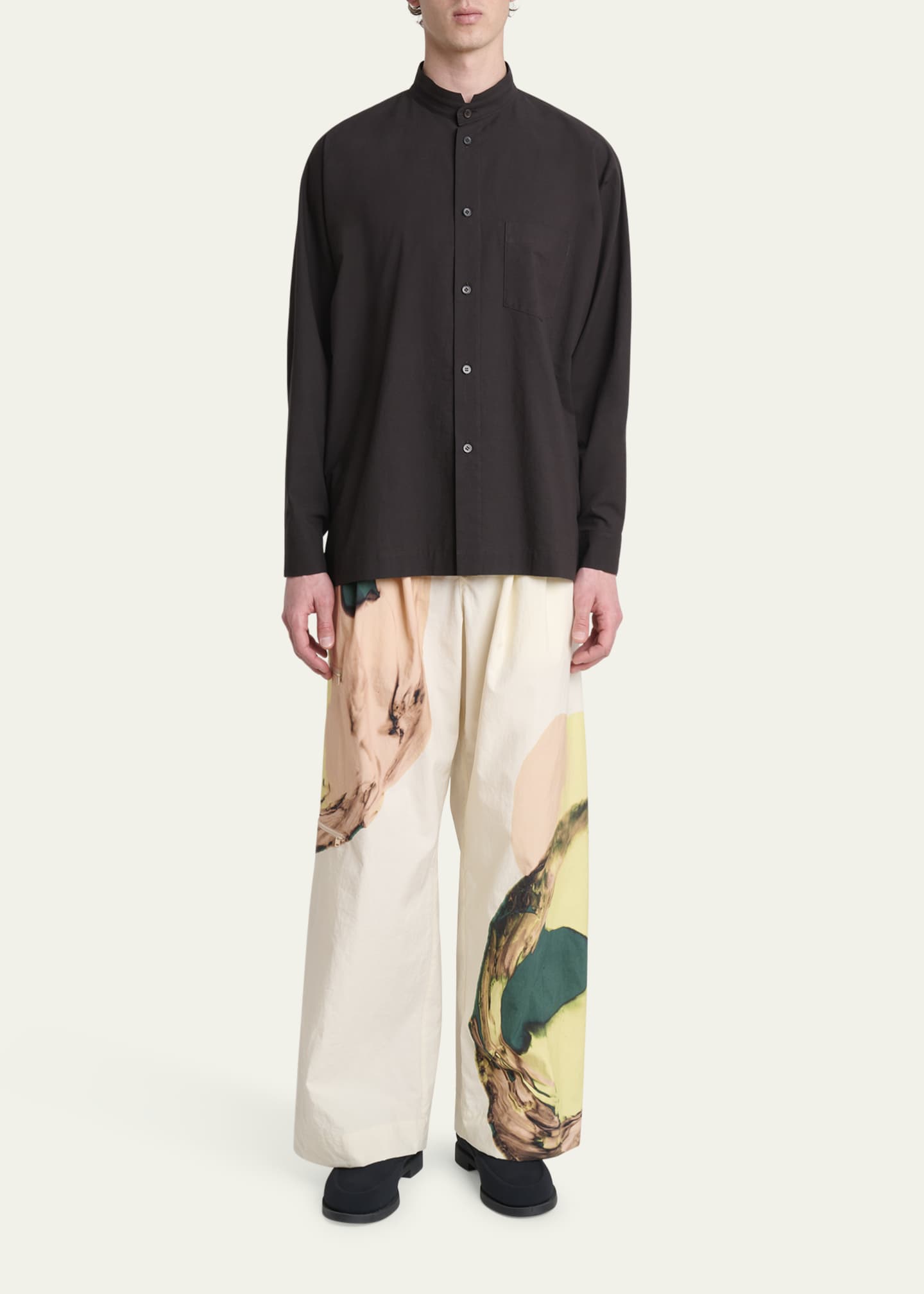 Homme Plisse Issey Miyake Men's Streamline Cotton Button-Down Shirt Image 2 of 5