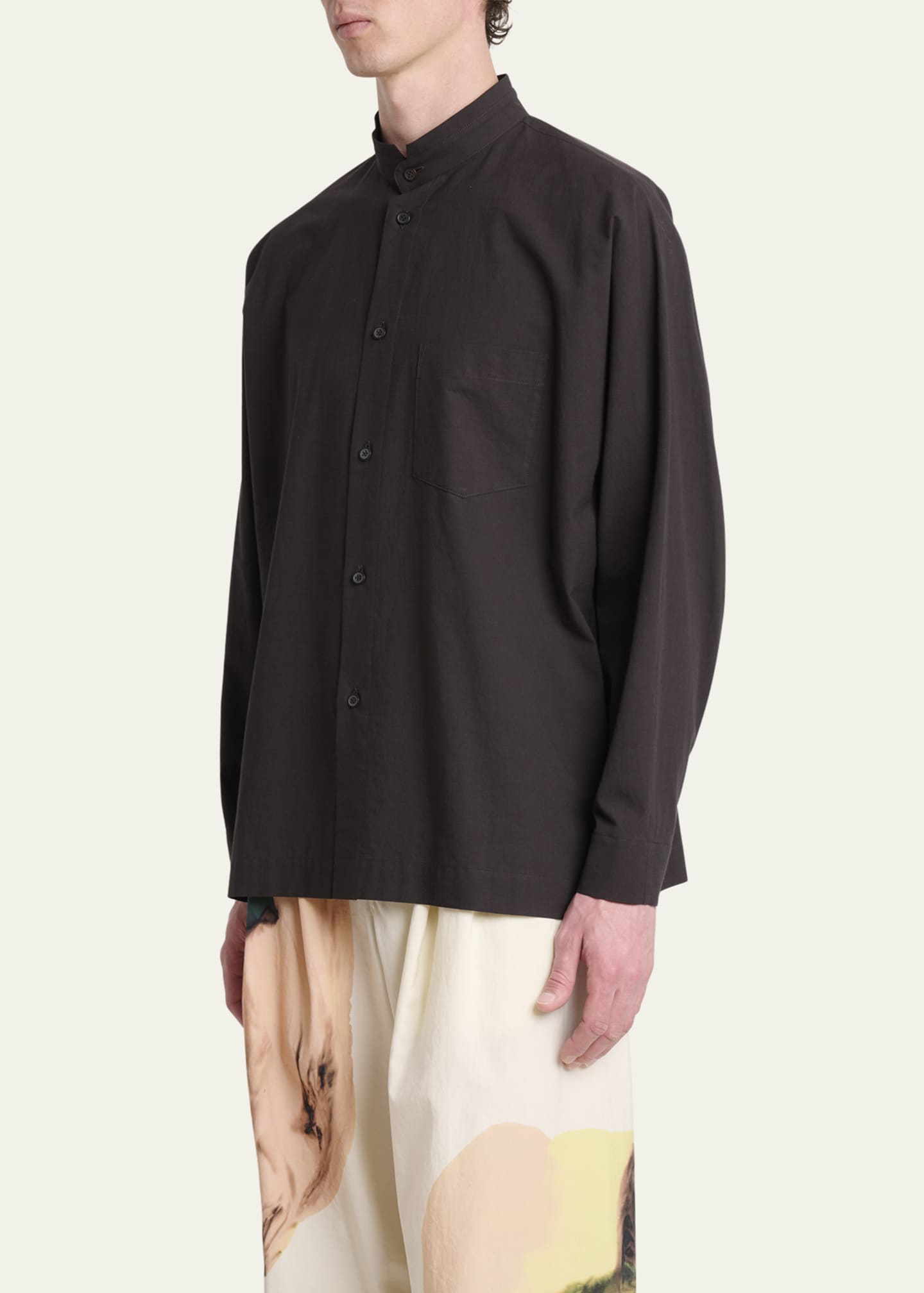Homme Plisse Issey Miyake Men's Streamline Cotton Button-Down Shirt Image 4 of 5