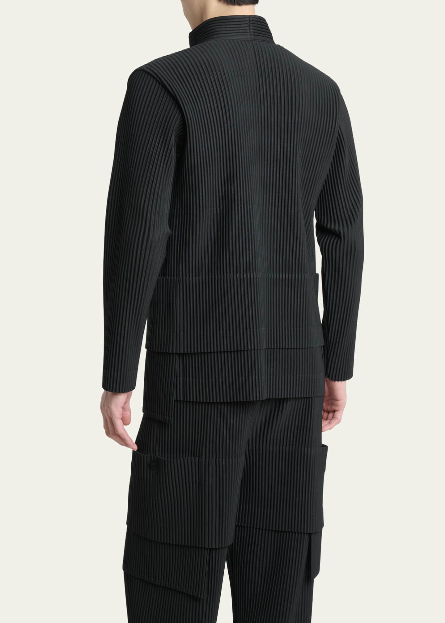 Homme Plisse Issey Miyake Men's Multi-Pocket Pleated Button-Down Shirt Image 3 of 5