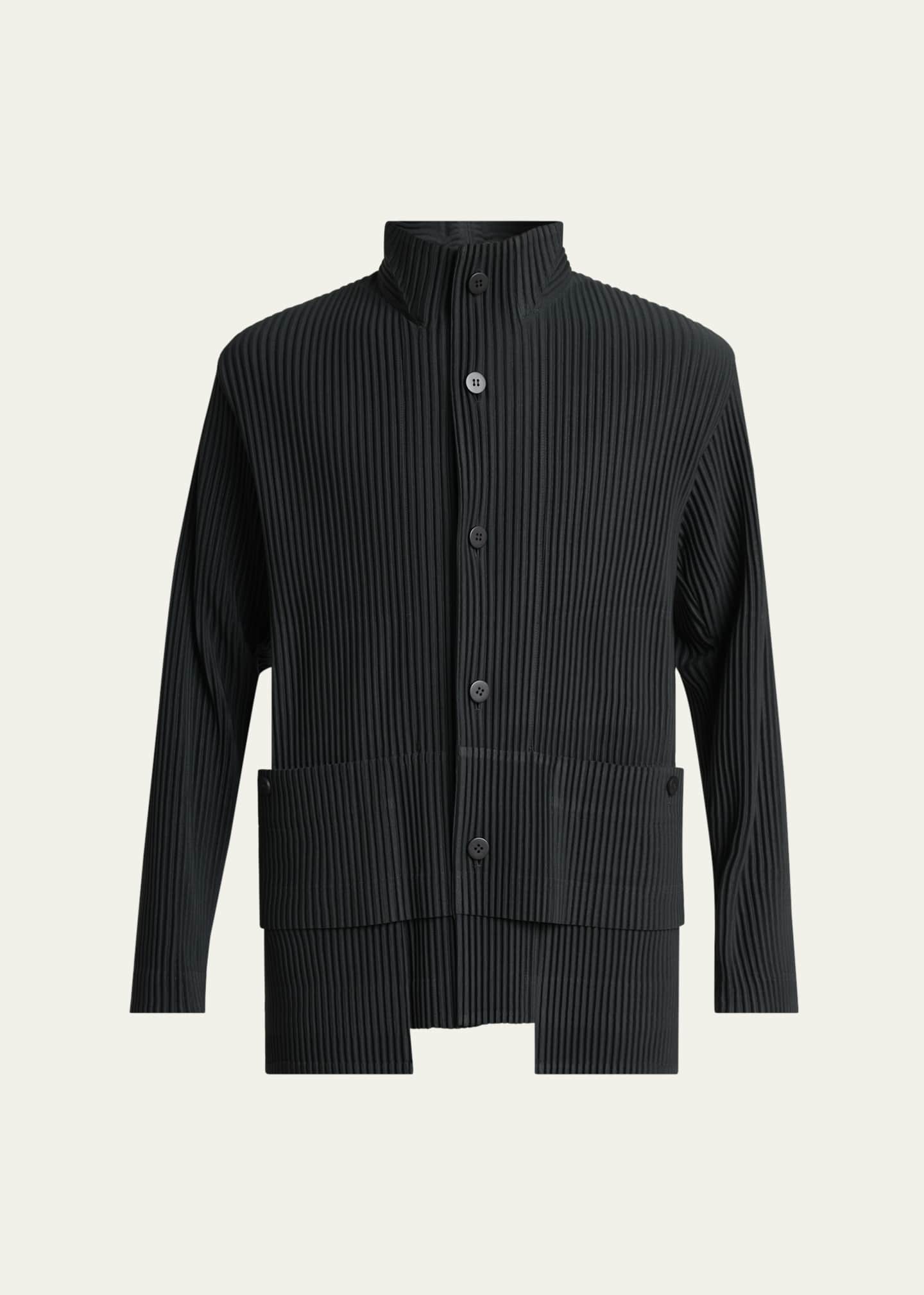 Homme Plisse Issey Miyake Men's Multi-Pocket Pleated Button-Down Shirt Image 1 of 5