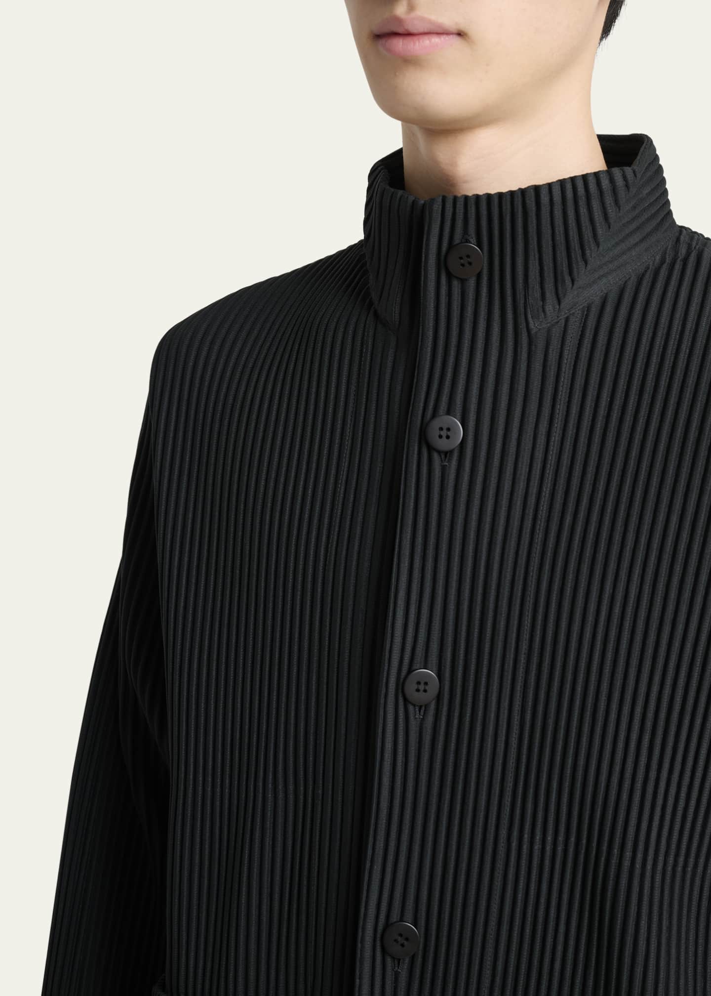 Homme Plisse Issey Miyake Men's Multi-Pocket Pleated Button-Down Shirt Image 5 of 5
