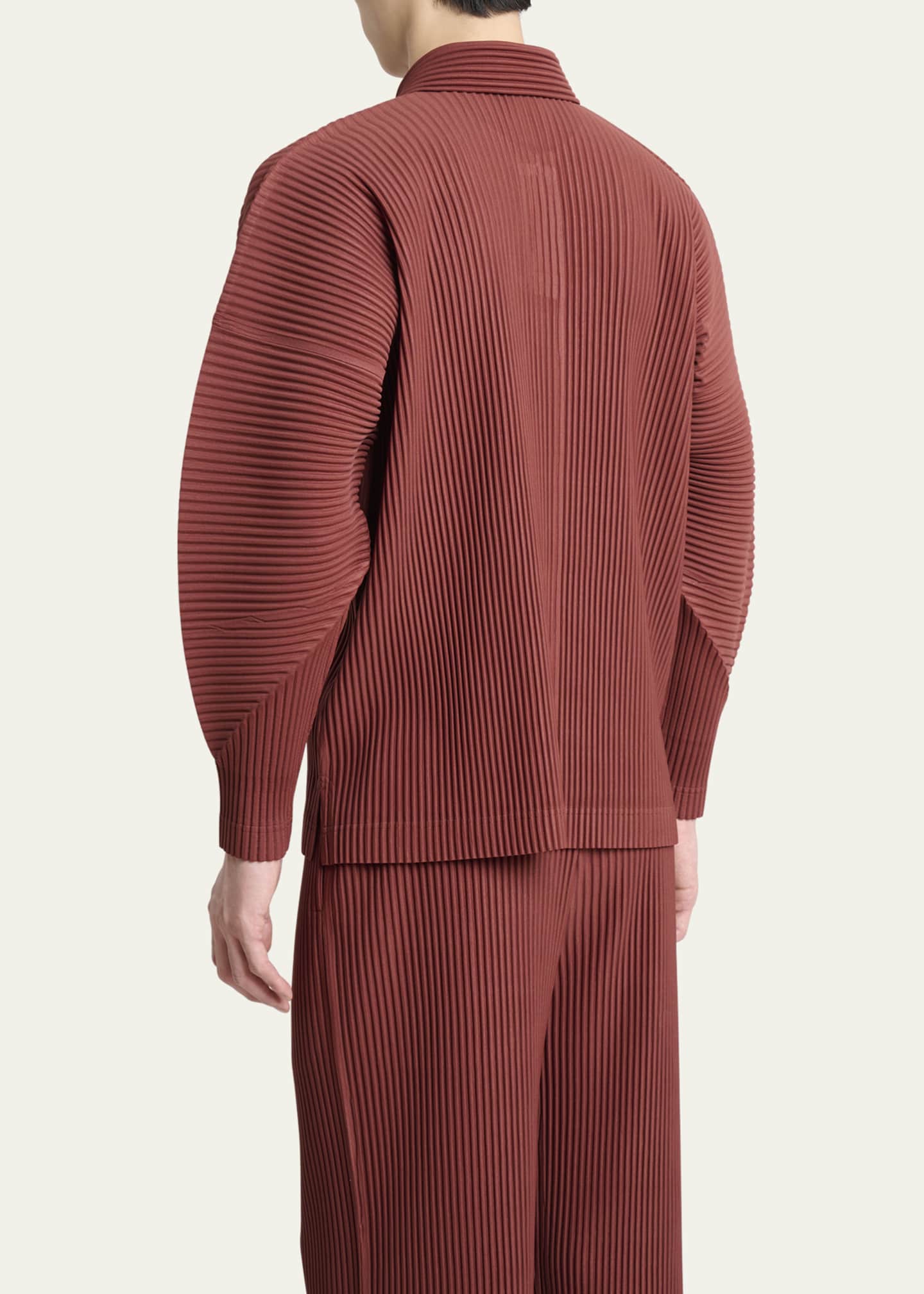 Homme Plisse Issey Miyake Men's Pleated Long-Sleeve Polo Shirt