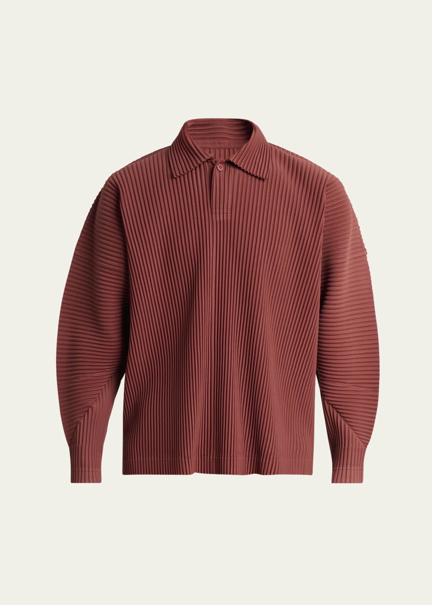 Homme Plisse Issey Miyake Men's Pleated Long-Sleeve Polo Shirt