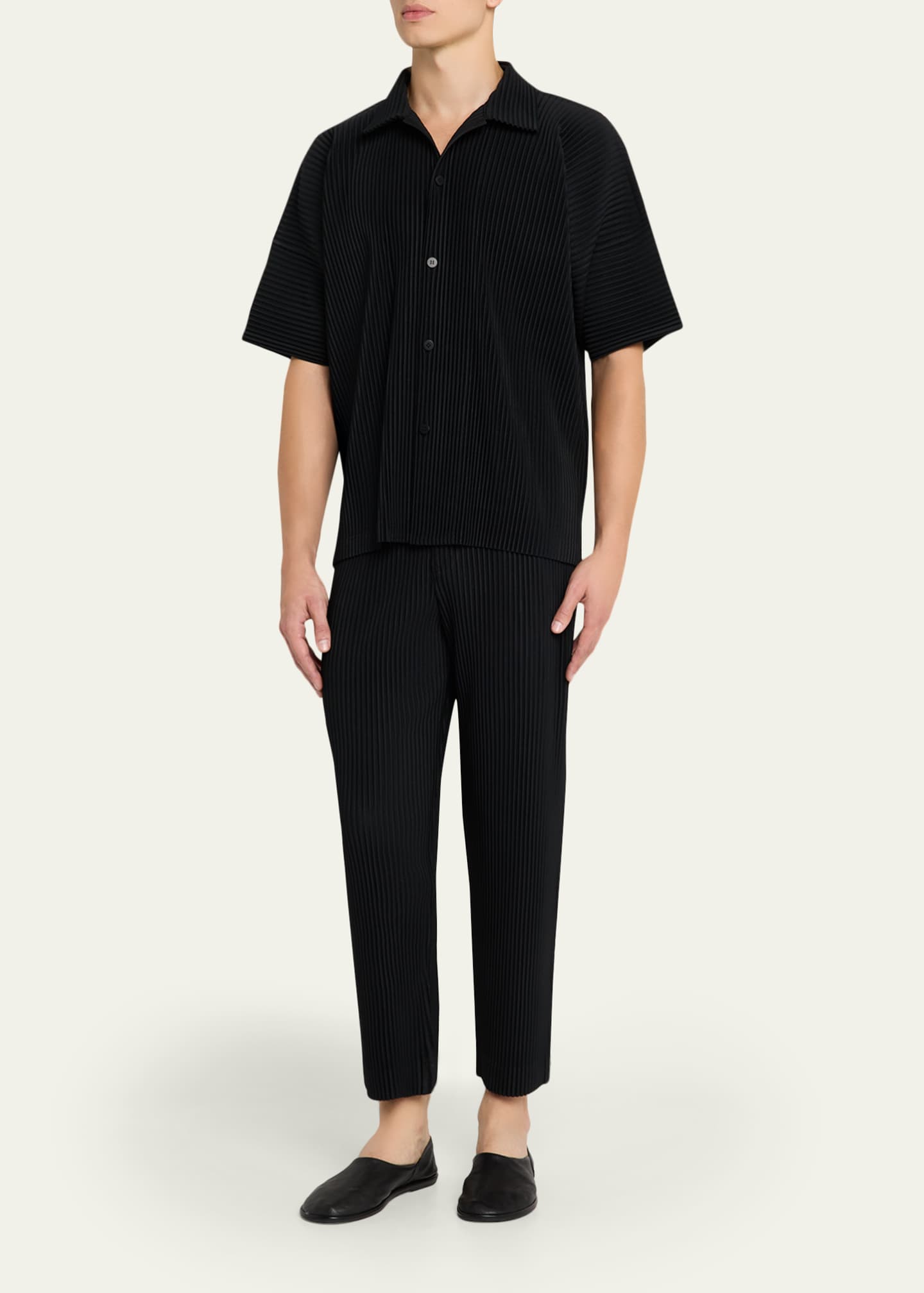 ラ*ン様 HOMME PLISSÉ ISSEY MIYAKE S/S shirt Edge Short Sleeve Shirt in Charcoal Grey – SVRN
