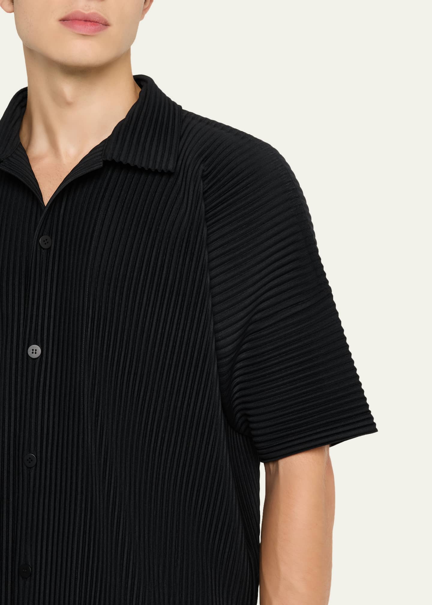 Homme Plisse Issey Miyake Men's Pleated Oversized Polo Shirt