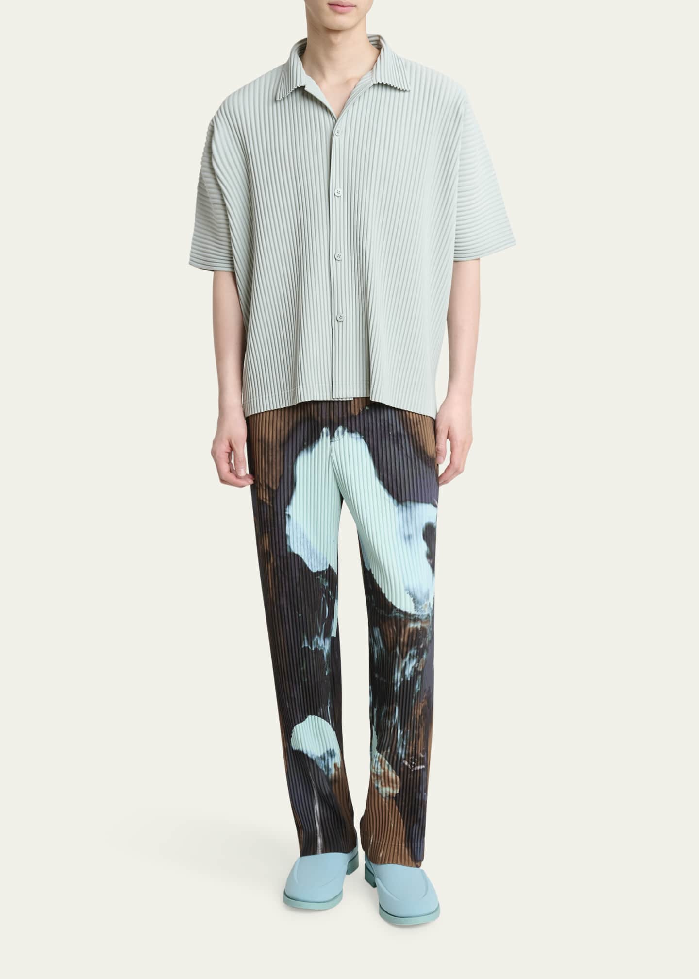 Homme Plisse Issey Miyake Men's Pleated Oversized Polo Shirt Image 2 of 5