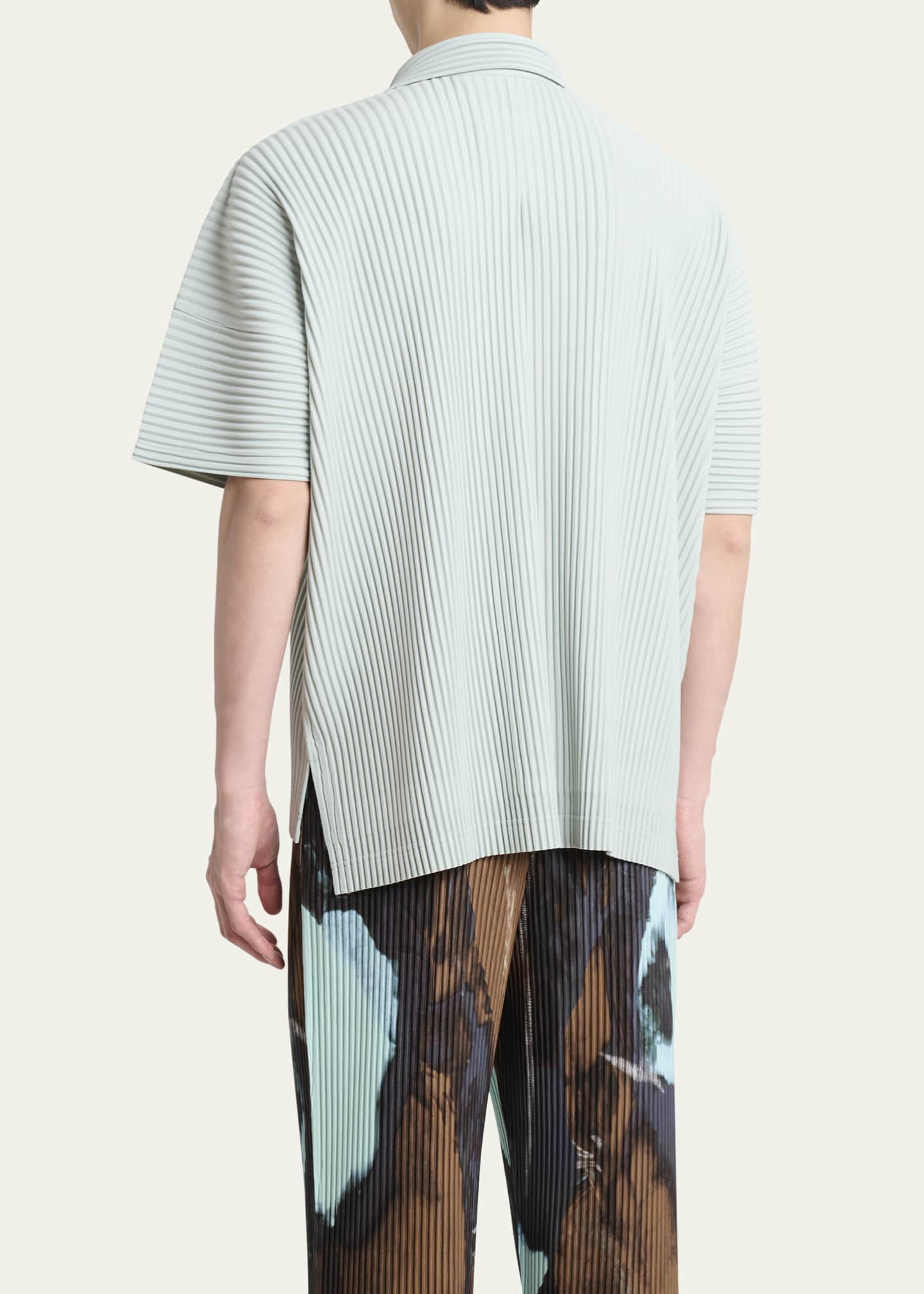 Homme Plisse Issey Miyake Men's Pleated Oversized Polo Shirt Image 3 of 5