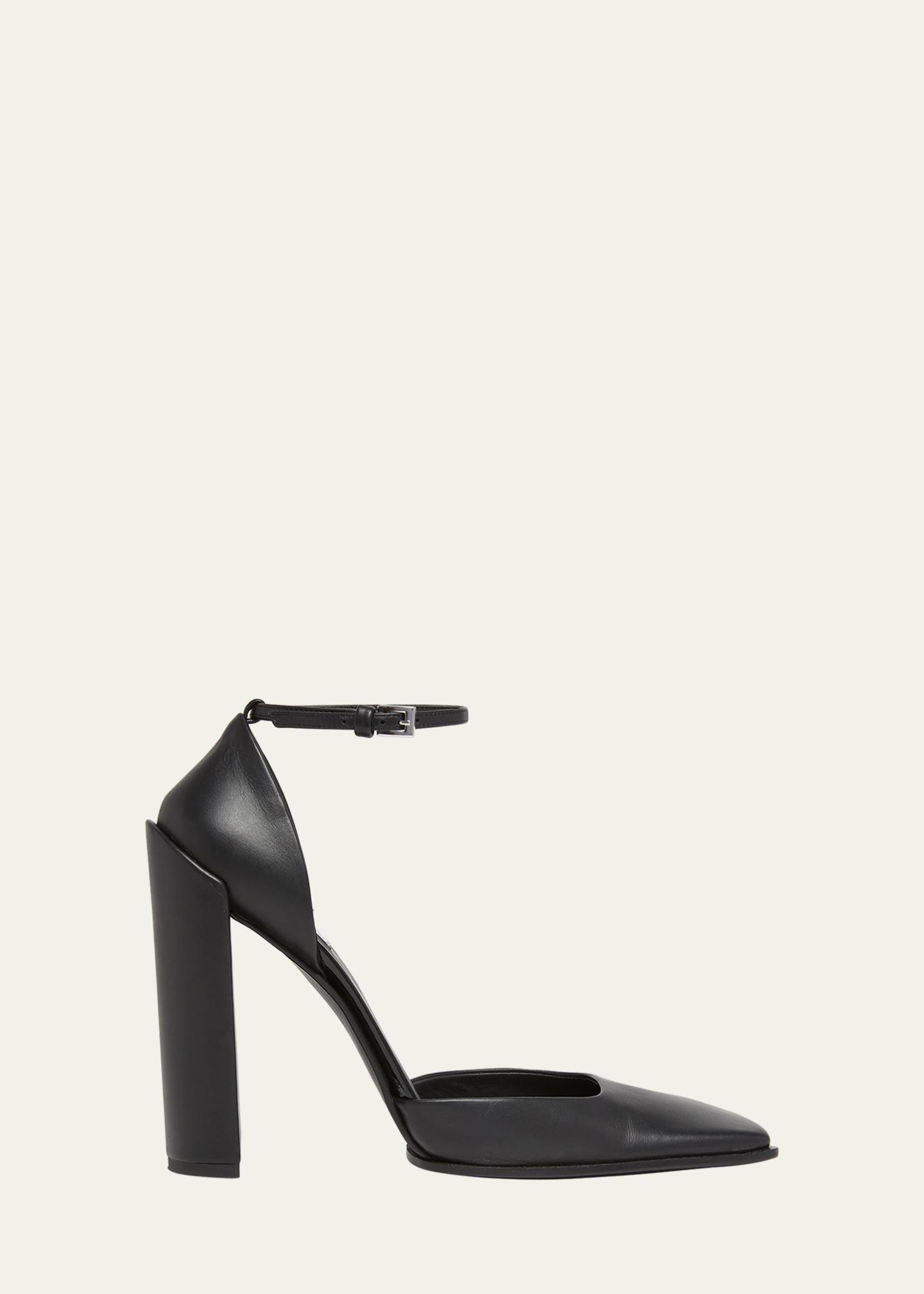 Escarpins O Jour Noir Cuir à Bride Cheville D'Orsay - Taille 9 US (39 EU) - Neufs Sans Boîte