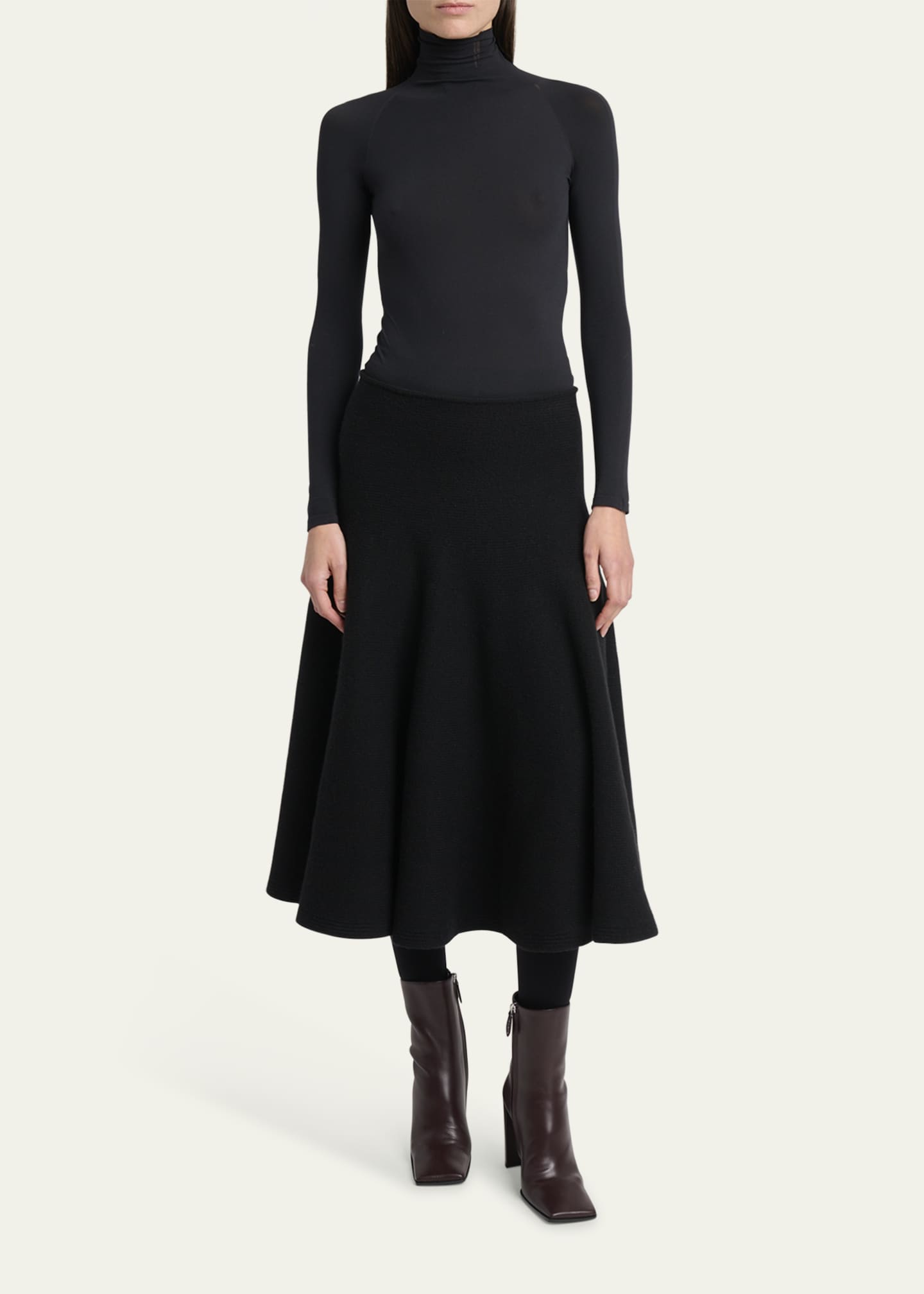 Square Calfskin Leather Ankle Boots