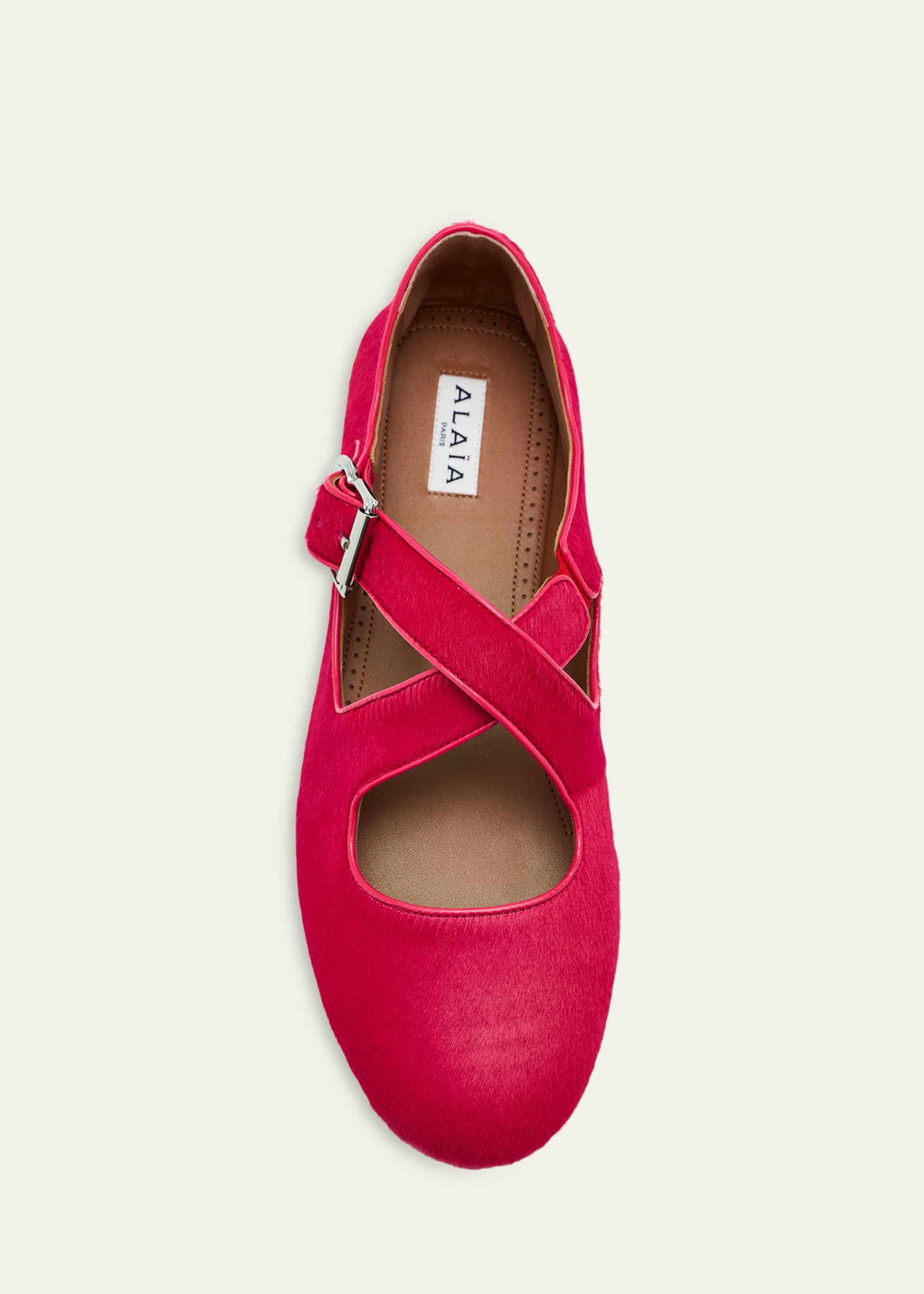 ALAIA Crisscross Calf Hair Ballerina Flats - Bergdorf Goodman