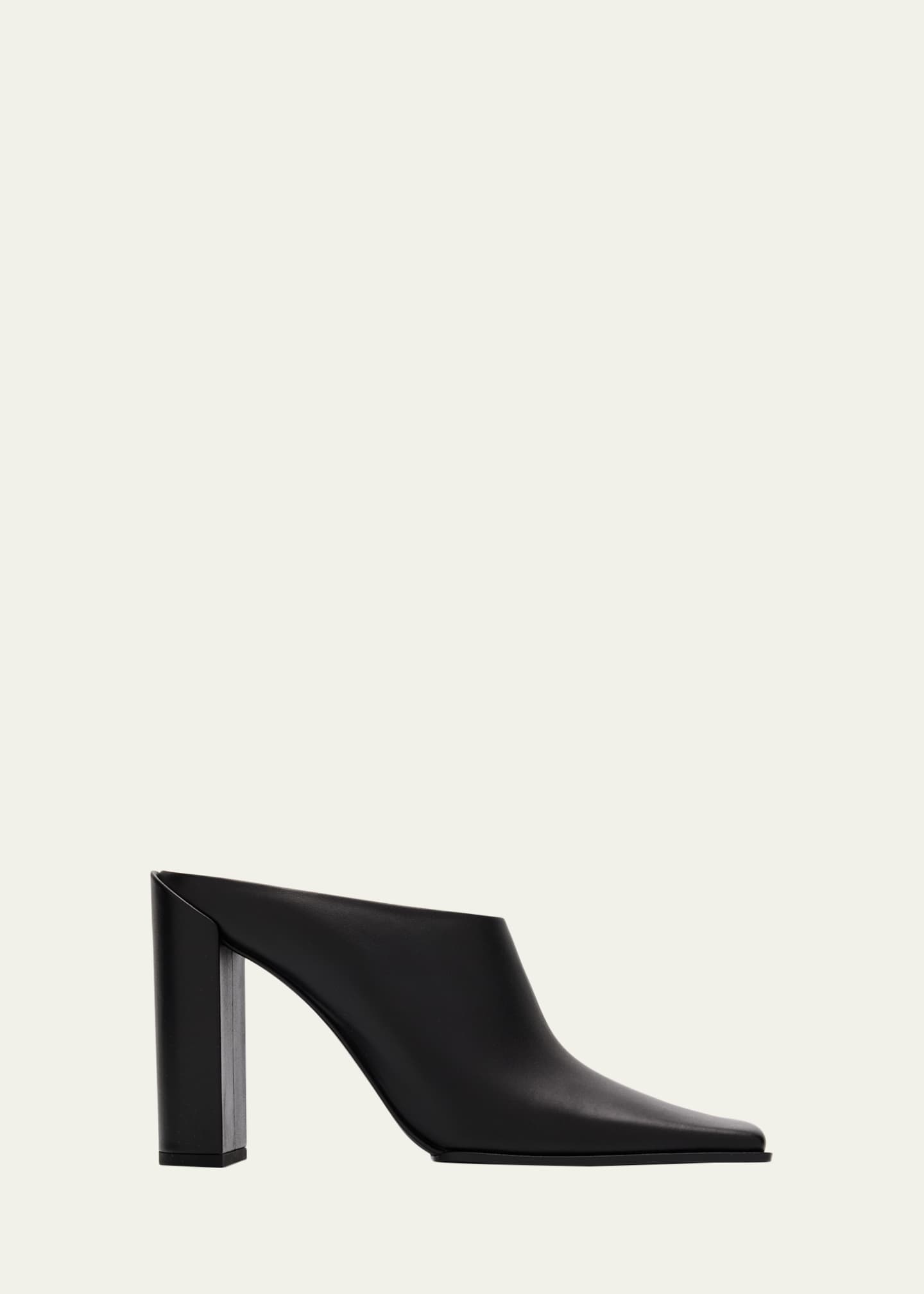 ALAIA Leather Square-Toe Mules - Bergdorf Goodman