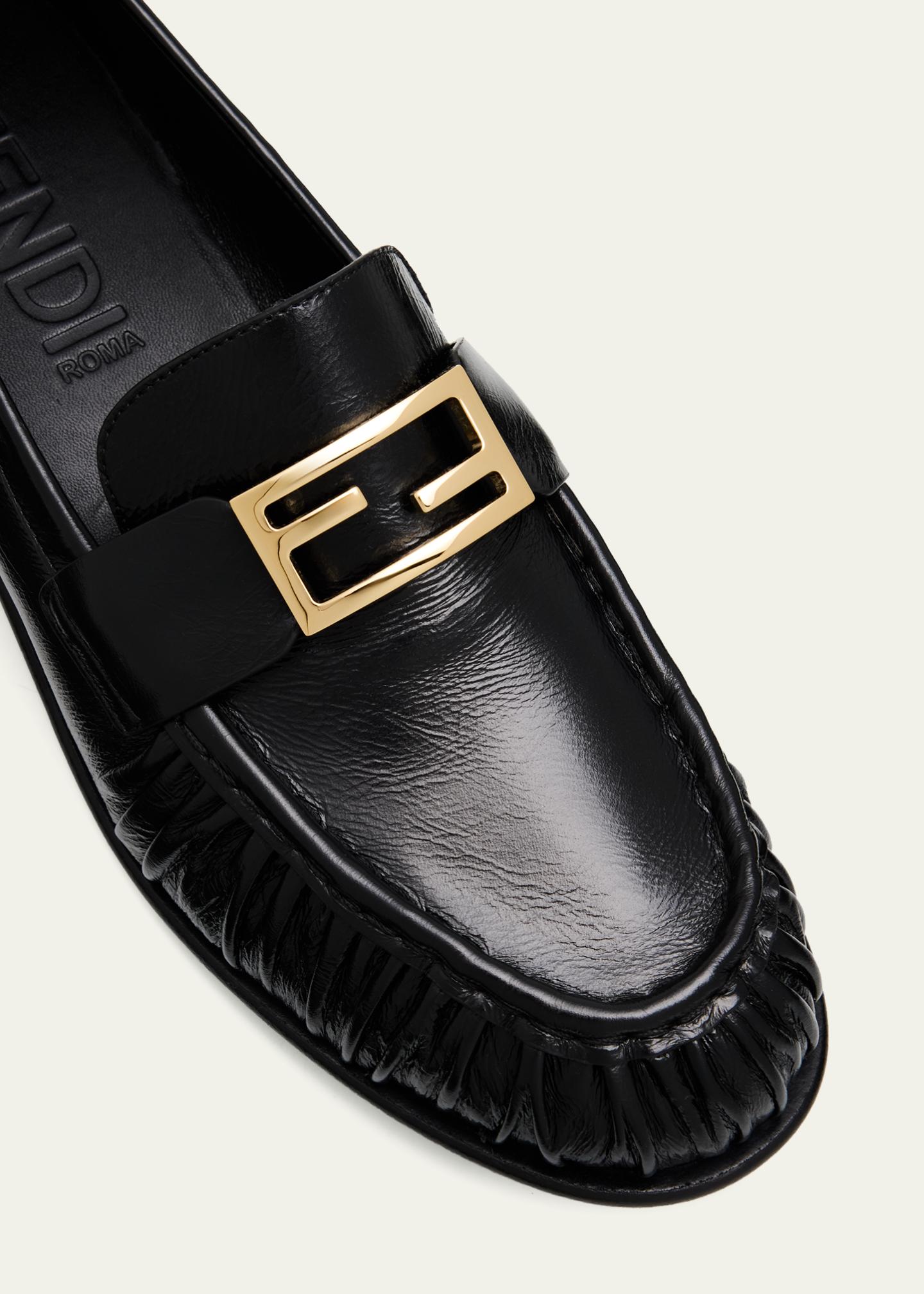 Fendi Baguette leather loafers Fendi Baguette Ruched Leather Loafers - Bergdorf Goodman main image 3