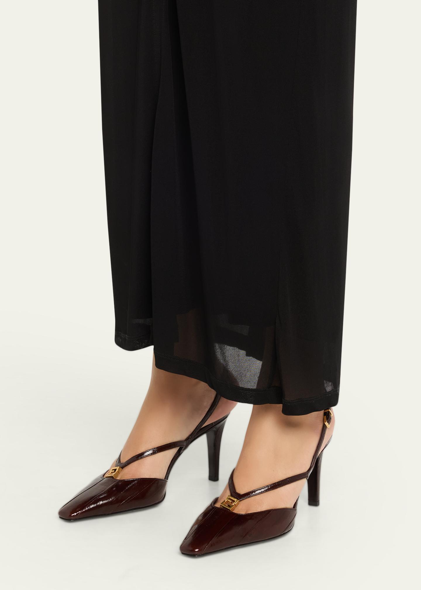 Fendi 85mm Fold Eel Leather Slingback Pumps - Bergdorf Goodman display picture 1