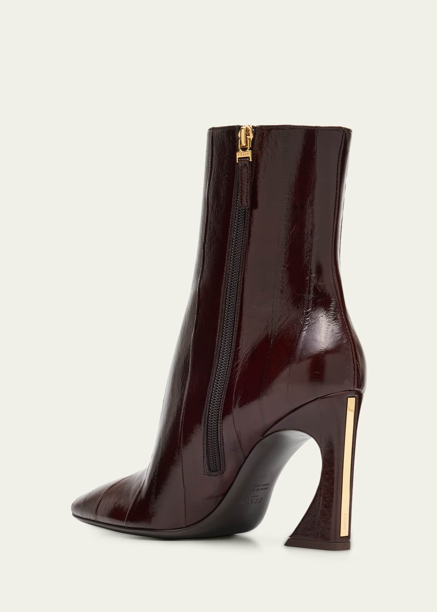 95mm Eel Leather Curved Heel Booties