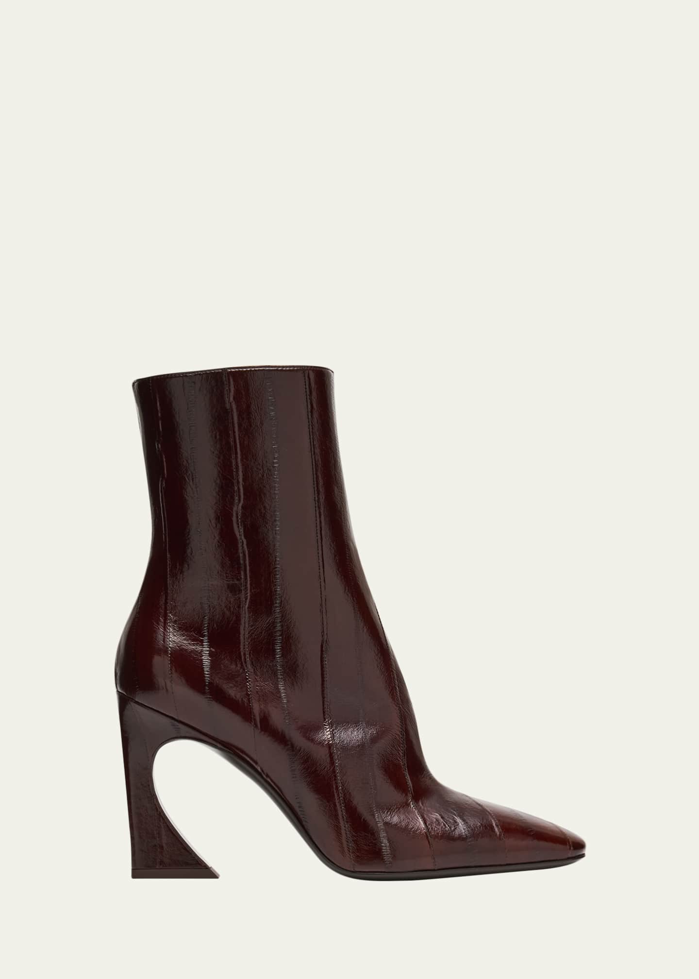 Fendi 95mm Eel Leather Curved Heel Booties - Bergdorf Goodman