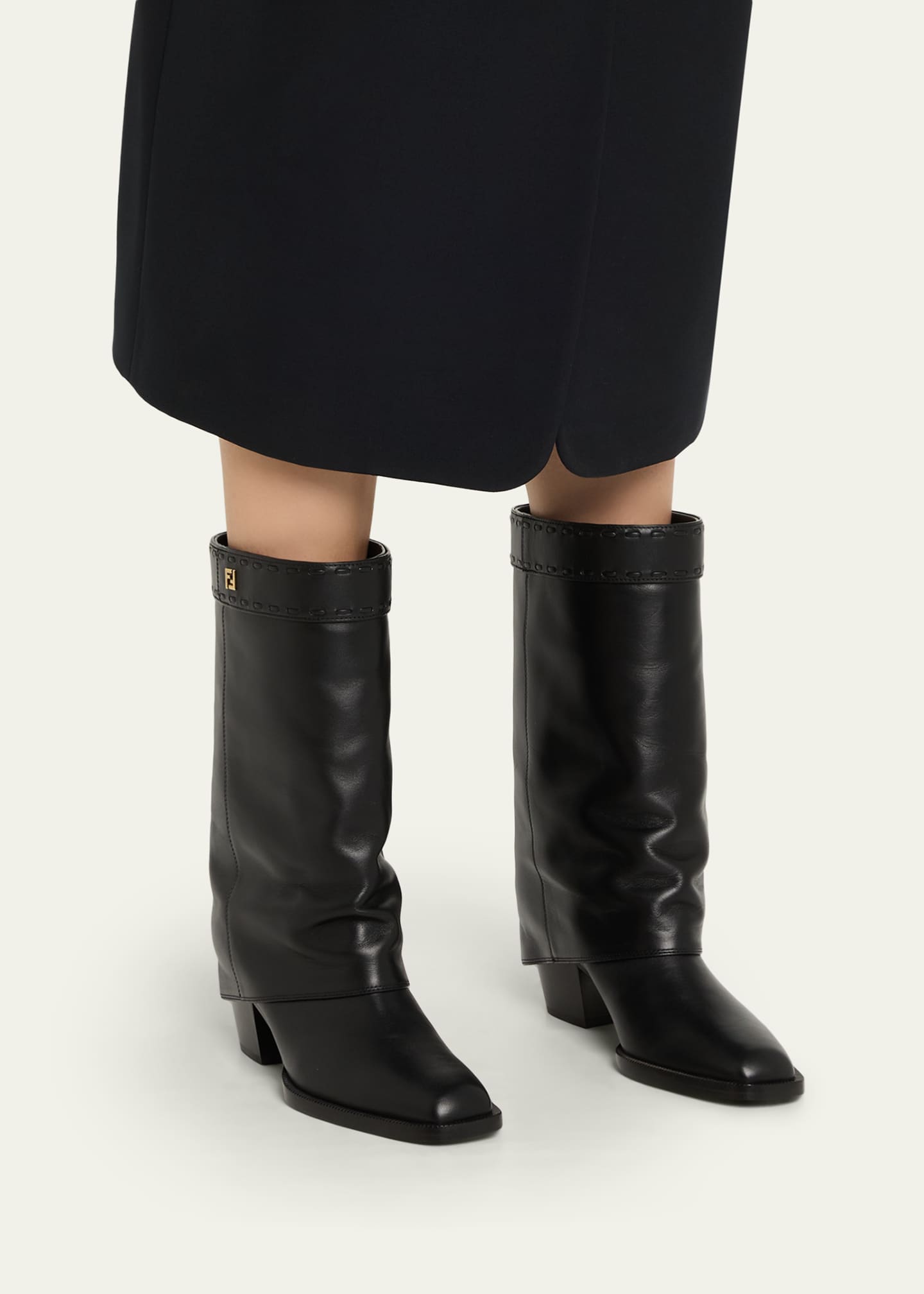 Fendi 55mm Minerva Leather Trompe L'oeil Pant Booties - Bergdorf