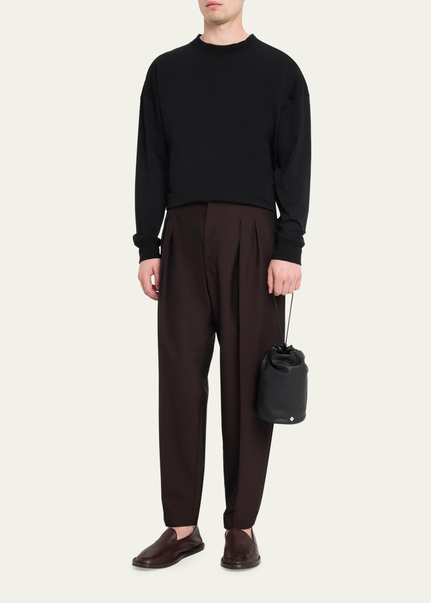 THE ROW Men's Sporty Leather Drawstring Pouch - Bergdorf Goodman
