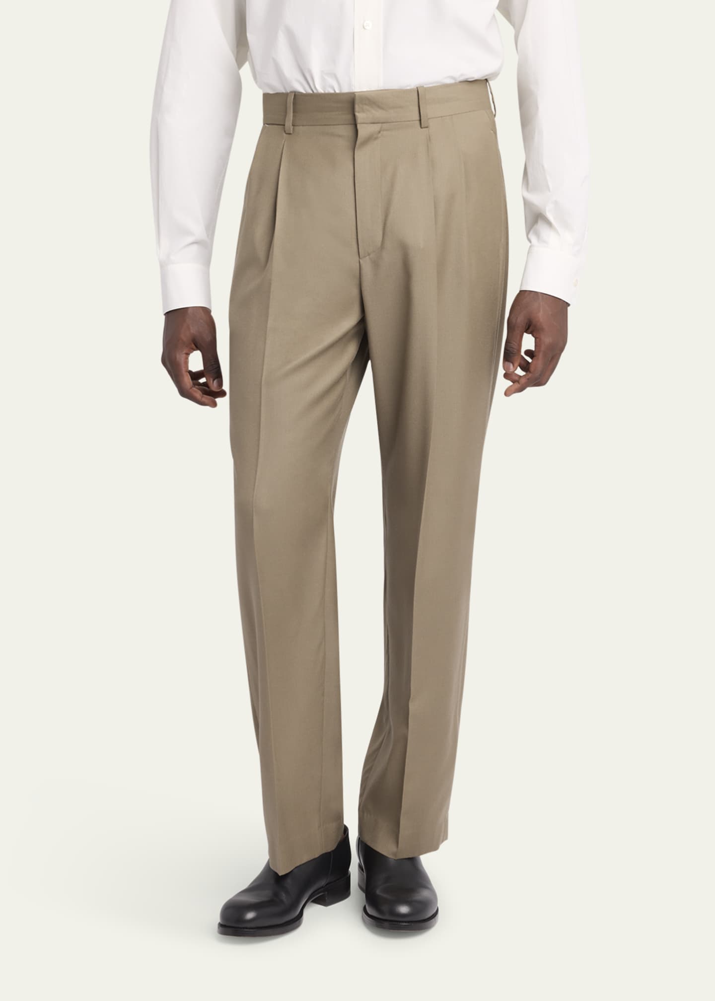 THE ROW Men's Zev Flannel Double-Pleated Pants - Bergdorf