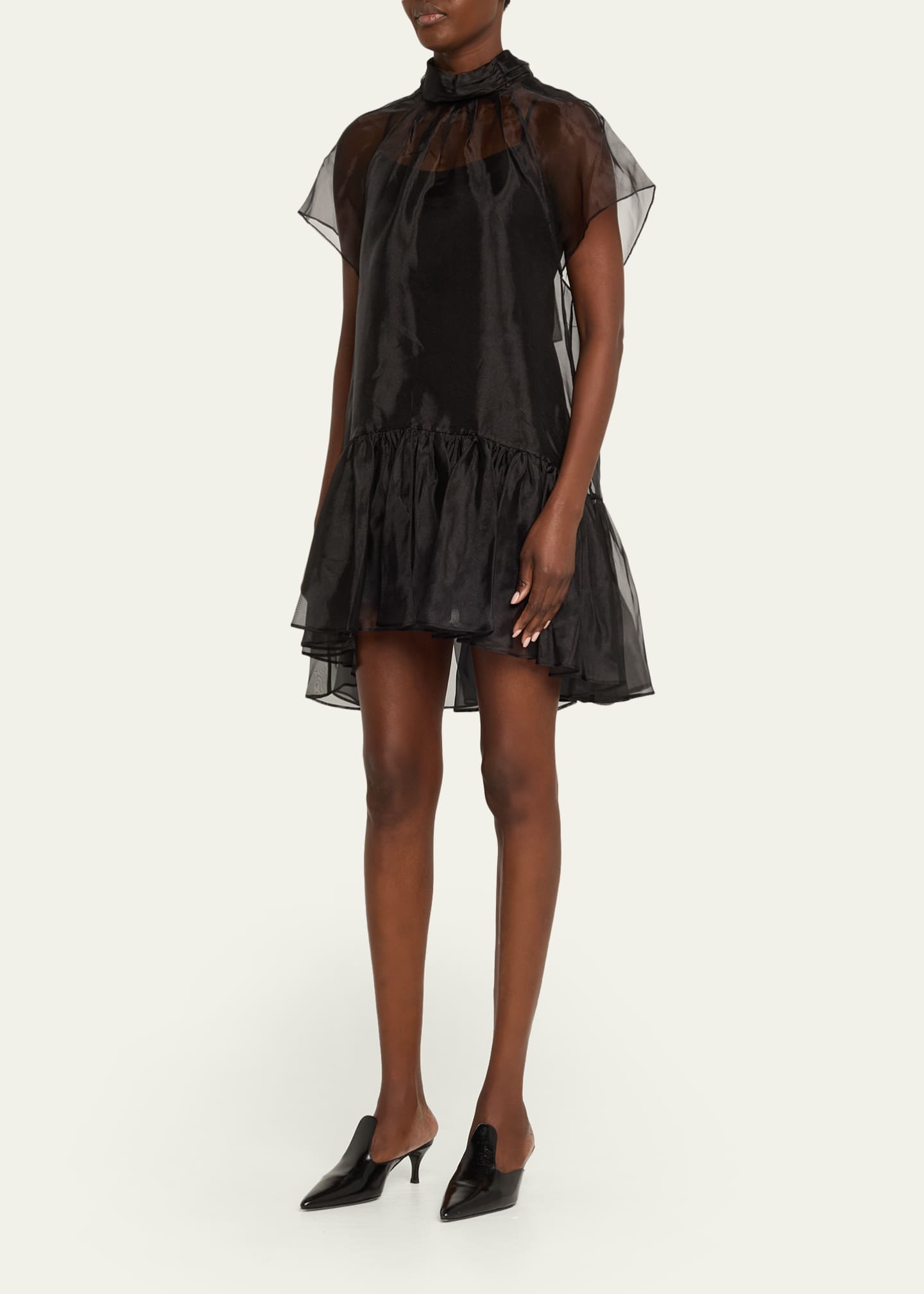blue dress for baby girl Shelisa Slouchy Mini Dress in Black , One Shoulder , Long Sleeve main image 1