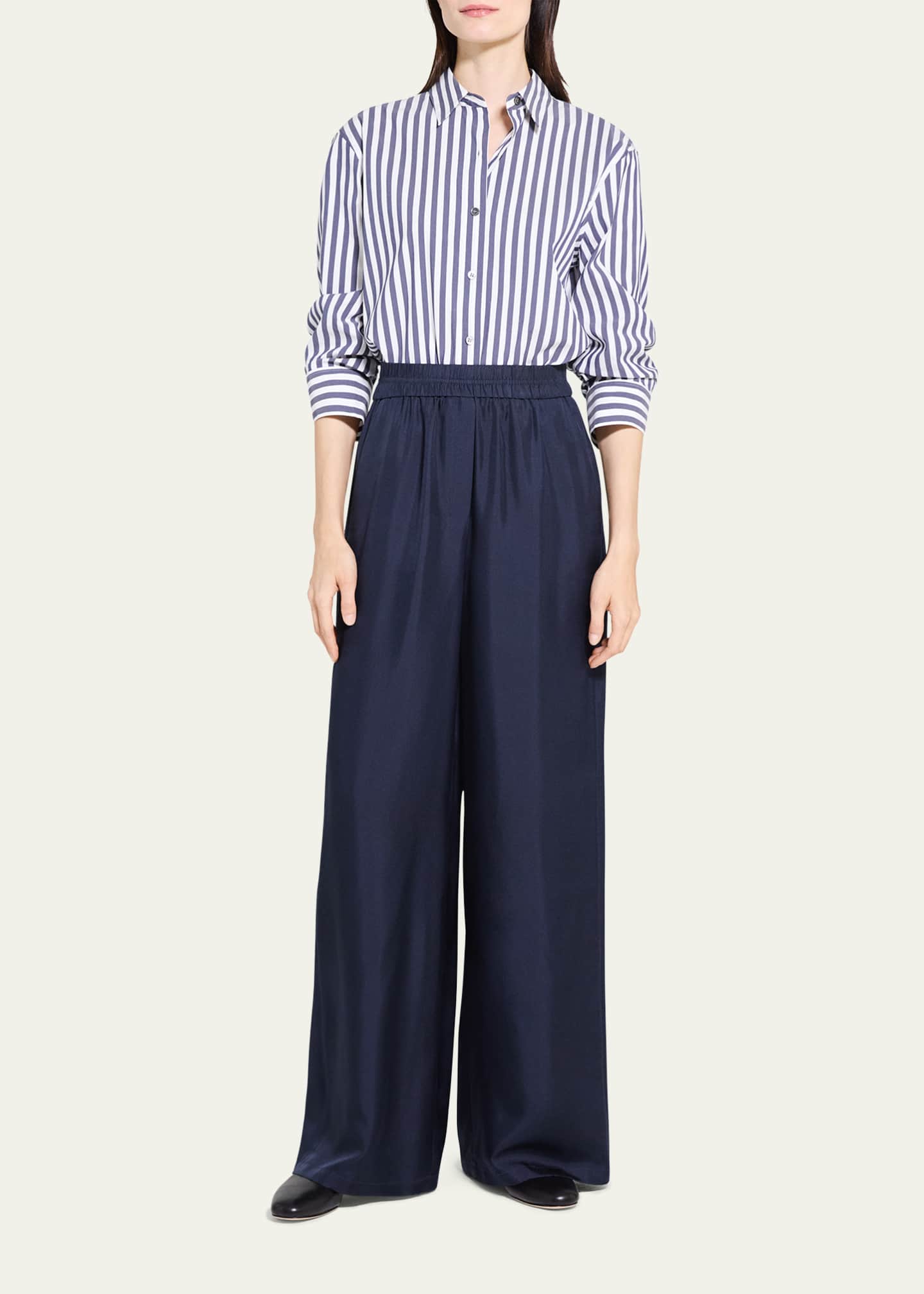 Theory Pull-On Silk Track Pants - Bergdorf Goodman