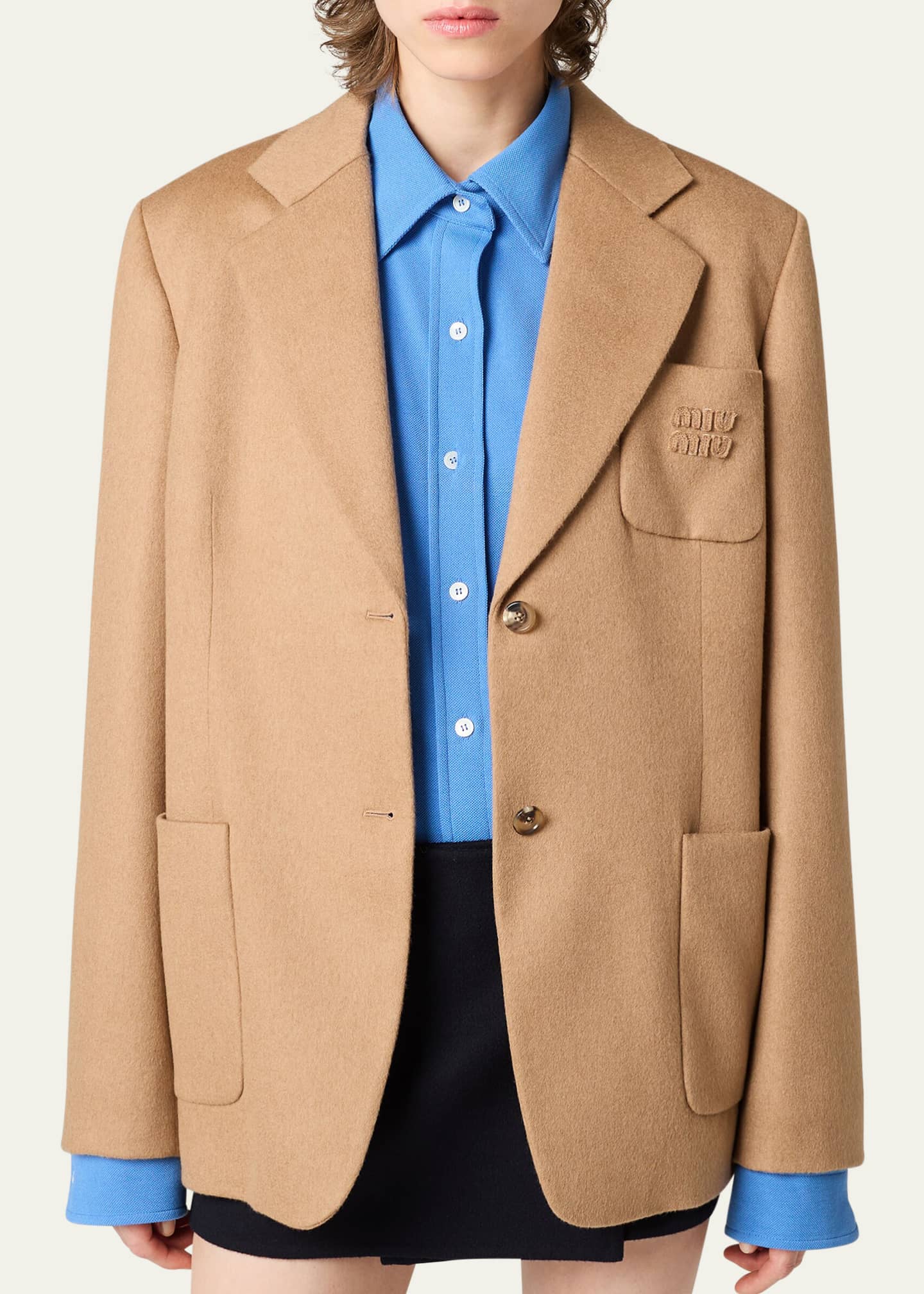 Oversized Single-Breasted Camel Hair Jacket